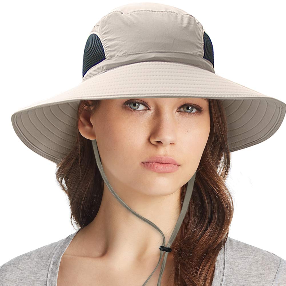 Women's Wide Brim Sun Hat UV Protection UPF 50+ - Foldable Mesh Bucket Hat for Summer, Beach, Fishing & Hiking - Waterproof & Breathable Outdoor Travel Accessories for Women
