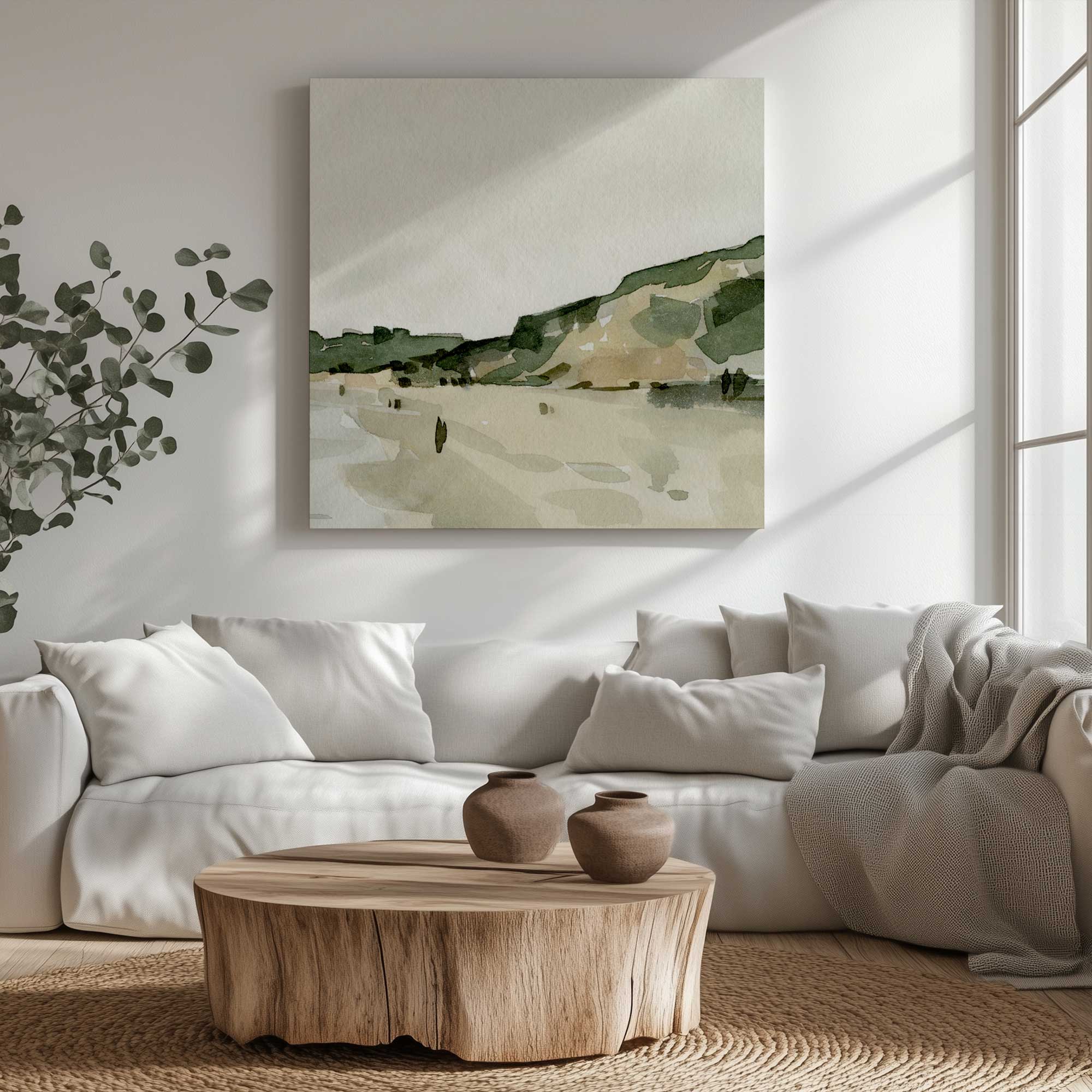 Gentle Waves and Rising Cliffs Canvas Wall Art Print - Coastal Beach Decor for Living Room, Bedroom & Office