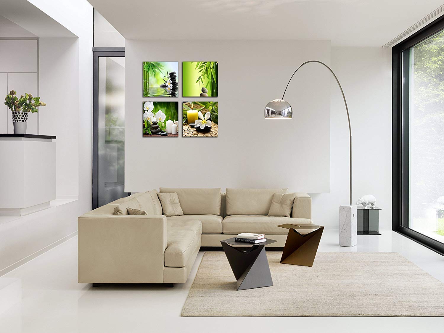 Modern 4-Panel Zen Giclee Canvas Print - Spa Wall Art for Home & Office Decor - Perfect for Living Room, Bedroom, Massage Rooms & Meditation Spaces