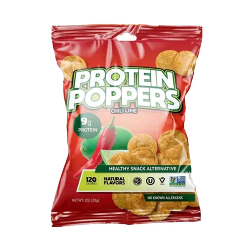 Vegan Protein Chips - High Protein Snacks for Adults | 9g Plant-Based Protein, 120 Calories per Serving | Low Sugar, Low Calorie Healthy Chips for Weight Loss | Gluten-Free, Keto-Friendly | Perfect for Office, Gym & Travel Snacking | Chili Lime Flavor (1oz Bag)
