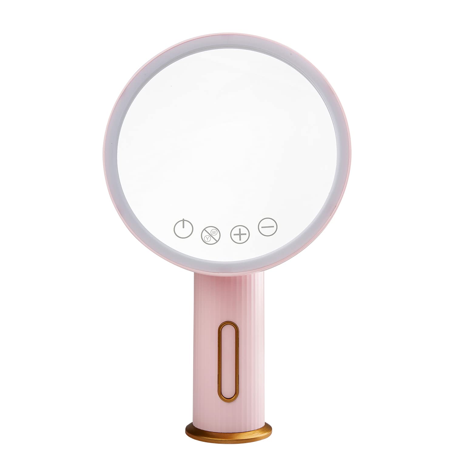 HWQ 10x Magnification LED Makeup Mirror with 3-Color Adjustable Lights - Portable Desktop Vanity Mirror with Dimmable Lighting for Home & Travel (Pink) | Perfect for Makeup Application, Skincare Routine & Hair Styling