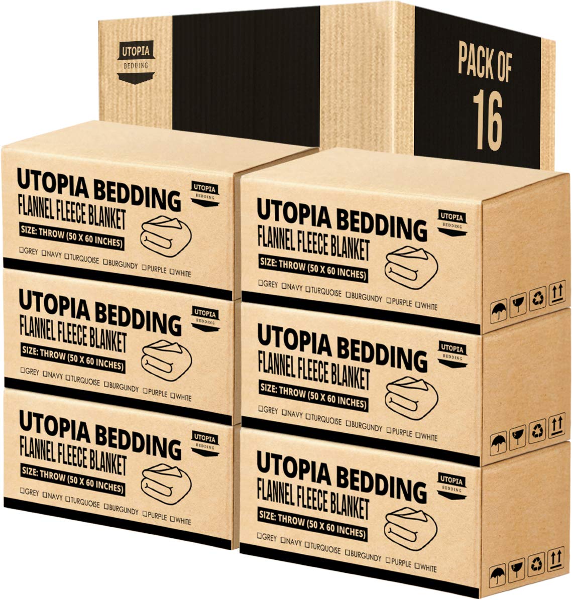 Utopia Bedding Fleece Blanket - Luxury Soft Microfiber Throw Blanket for Bed, Couch & Sofa - Cozy Warm Blanket for Winter - Bulk Pack of 16 (White) - Perfect for Home, Office & Gift Giving