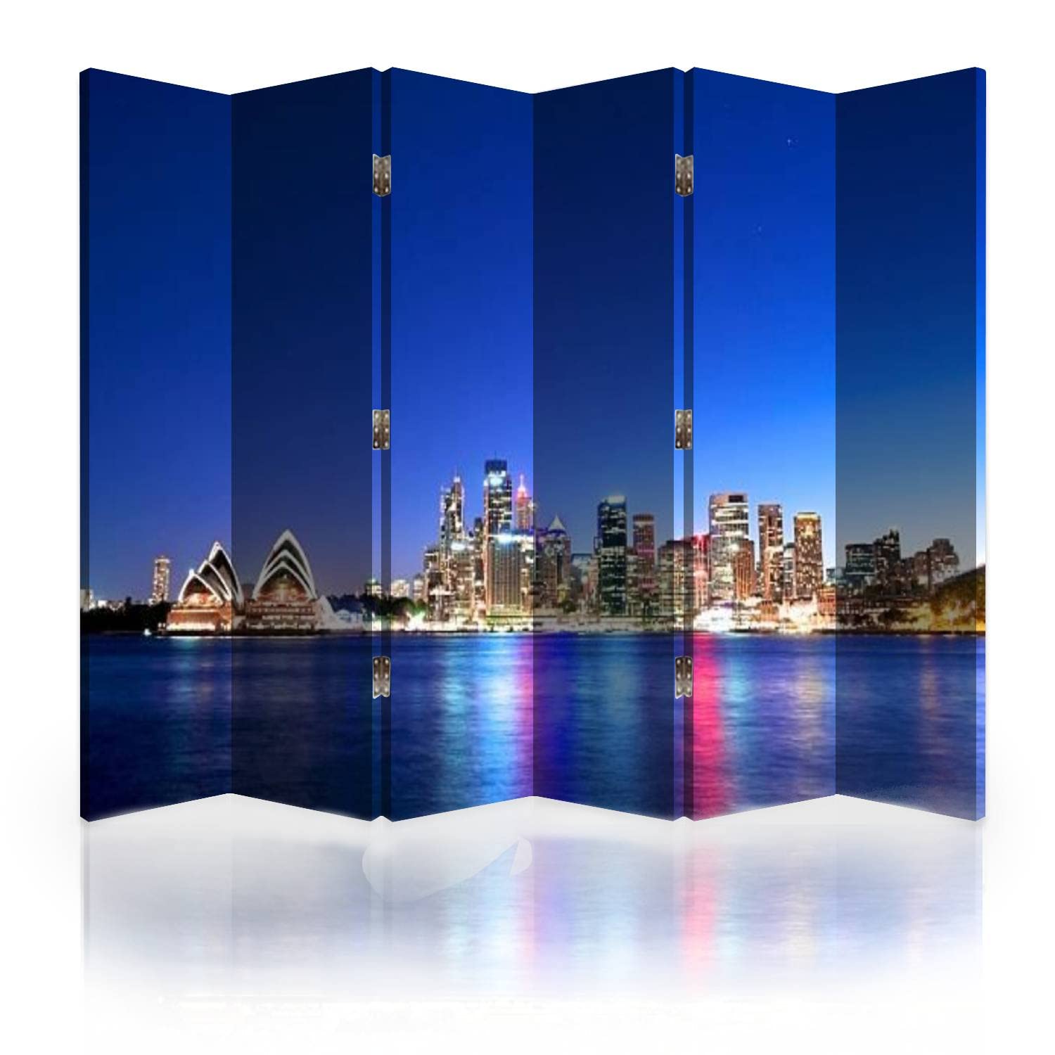 Canvas Room Divider Screen - 6 Panel Folding Privacy Partition with Sydney Skyline Design | Room Separator for Home, Office & Event Spaces