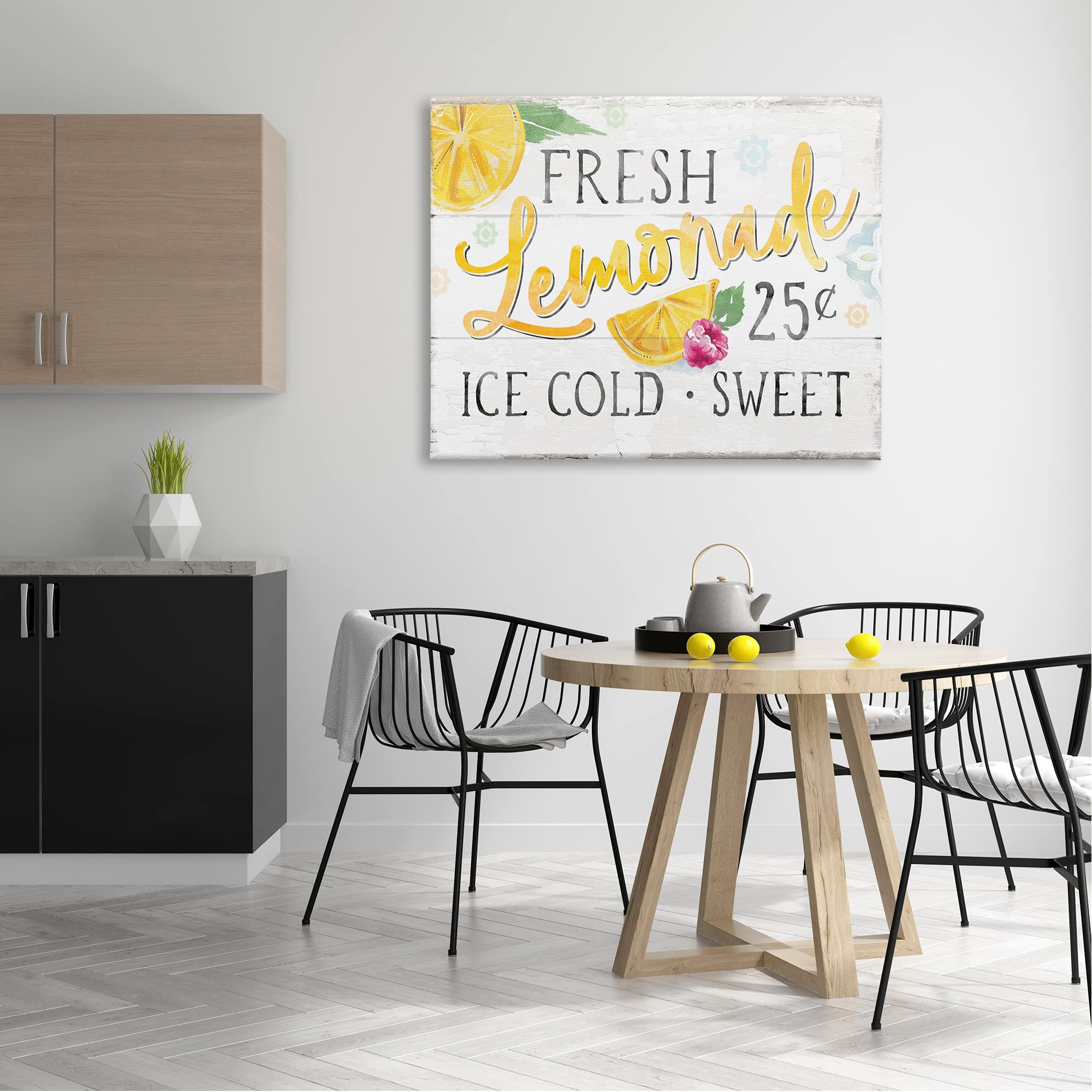 Stupell Industries Rustic Lemonade Sign - Handmade Country Citrus Fruit Wall Art by Courtney Morgenstern - Perfect for Kitchen Decor, Farmhouse Style & Summer Party Décor