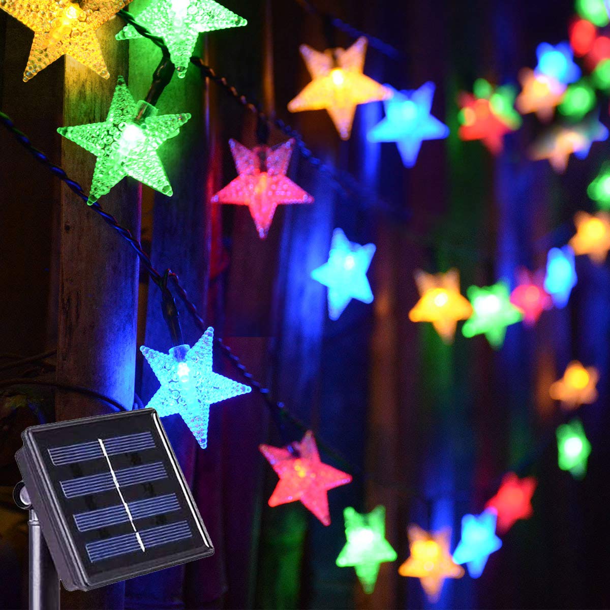 Abkshine Solar String Lights - 33ft Multicolor Outdoor Christmas Lights, Waterproof Solar Powered Fairy Lights for Garden, Patio, Fence, Yard, Window, Wall, Umbrella Decoration | Perfect for Holiday, Party, Wedding & Backyard Lighting