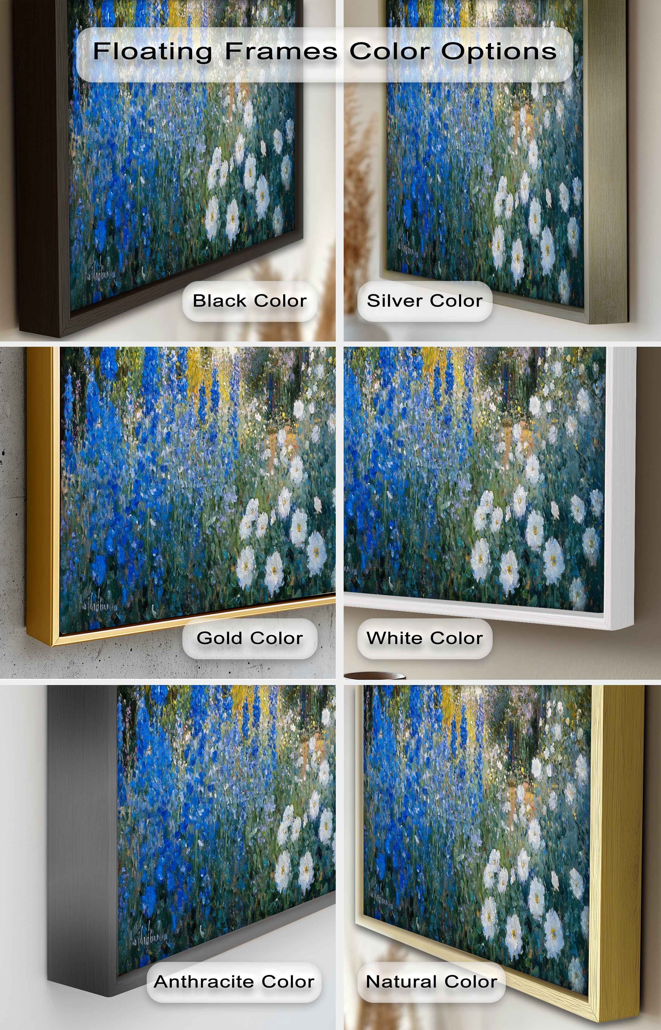 Blue Delphinium Impressionist Oil Painting - Handmade Floral Wall Art for Living Room, Bedroom & Office Decor