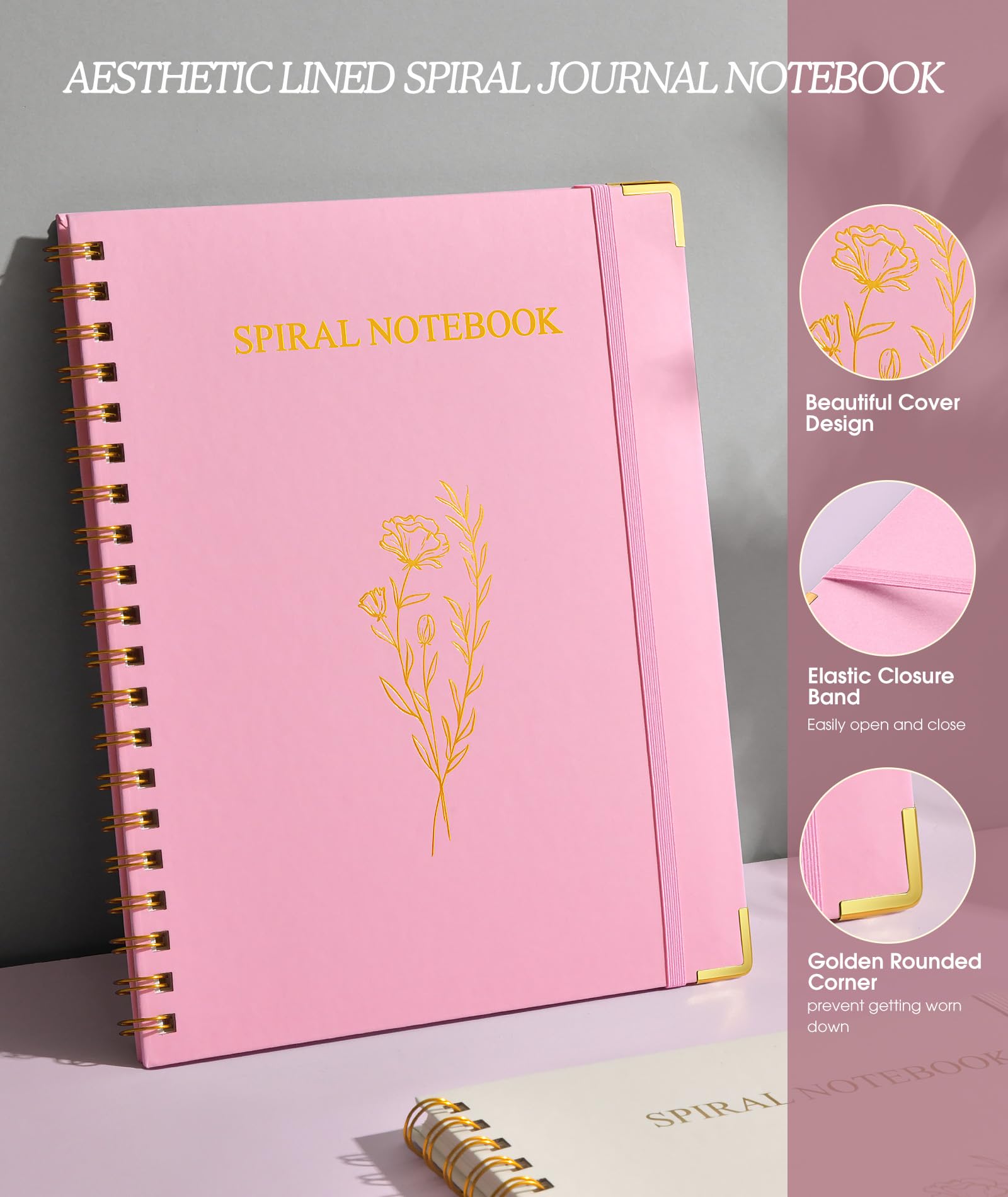 Elegant Spiral Notebook for Women - 10.5