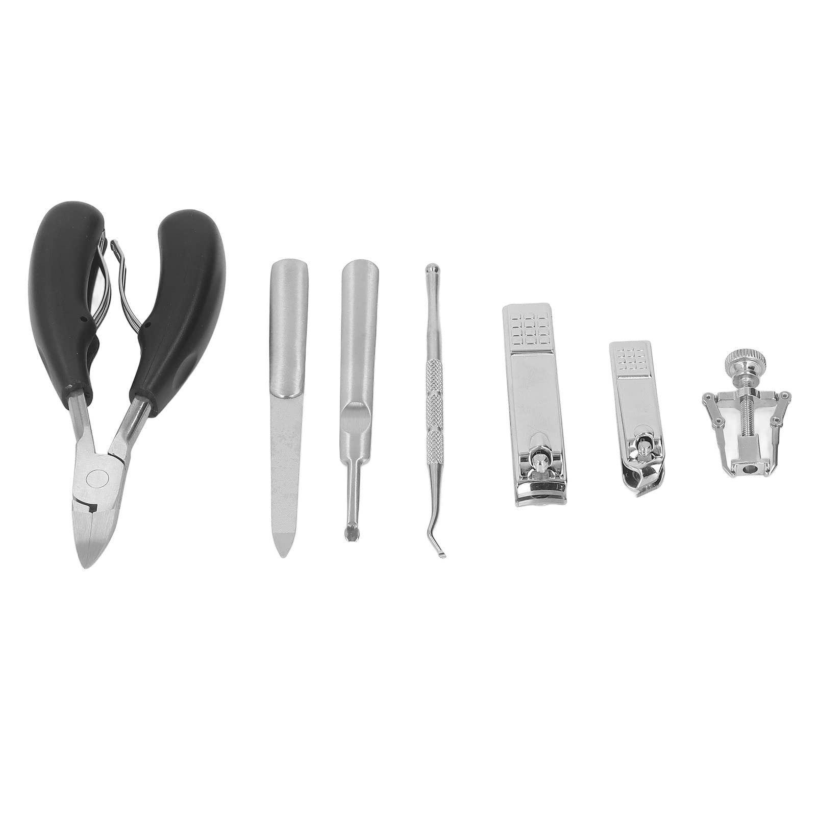 Premium Stainless Steel Nail Clippers Set - 7pc Professional Pedicure Kit with Double Spring for Thick & Ingrown Toenails | Beveled Contour Design for Easy Trimming | Home, Travel & Salon Use