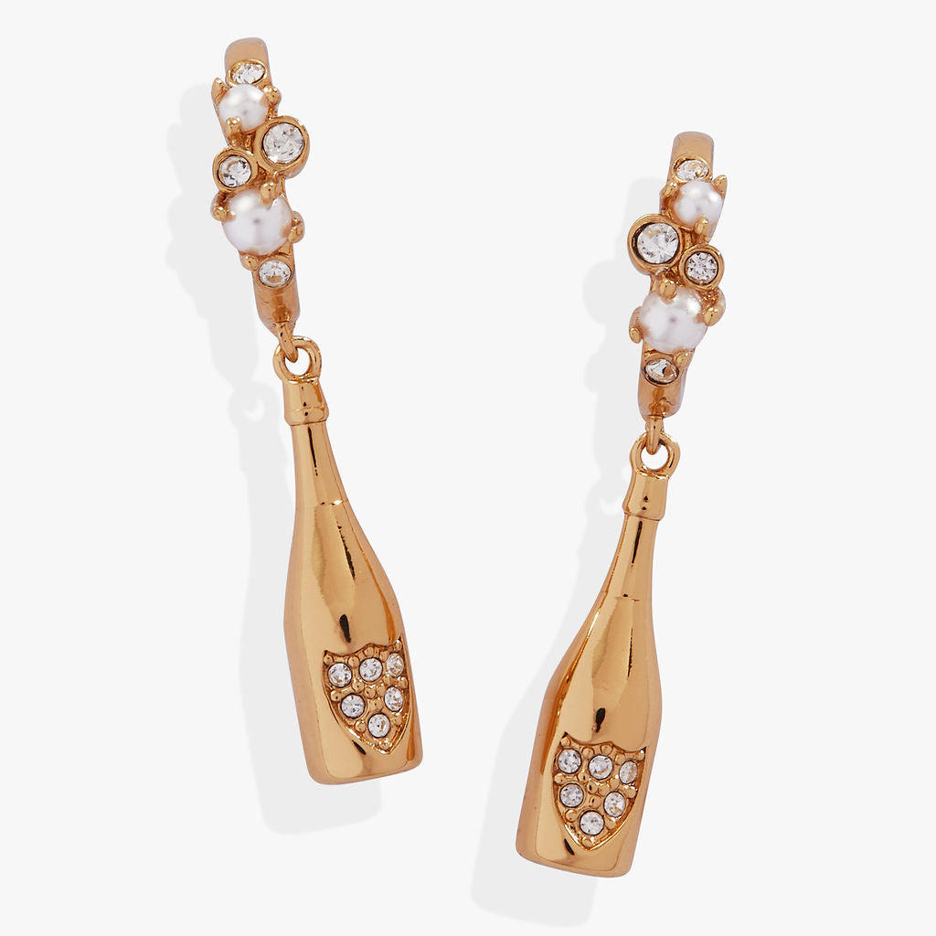 Champagne Drop Huggie Hoop Earrings for Women - 14K Gold Plated Dainty Minimalist Earrings - Perfect for Parties, Weddings & Everyday Wear