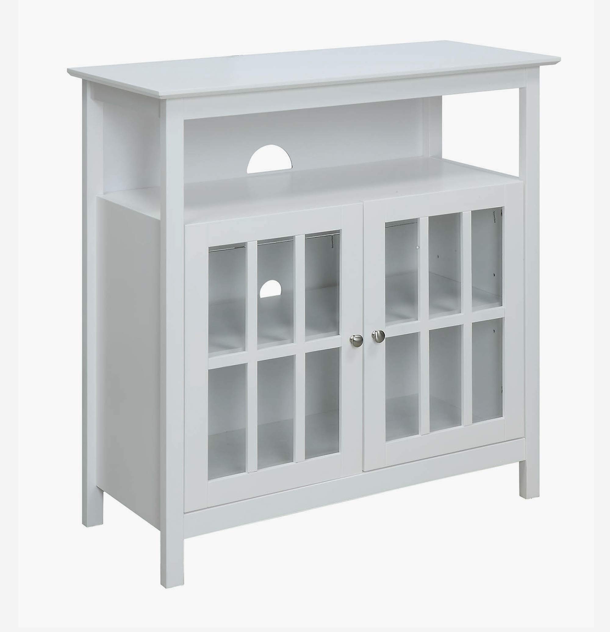 Convenience Concepts Big Sur Highboy TV Stand with Storage Cabinets & Shelves - White Finish for Living Room, Bedroom & Home Theater Organization