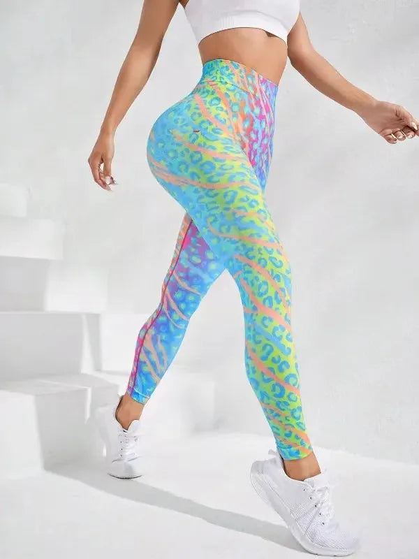 3D Printing Seamless Peach Tie Dye Yoga Pants - High Waist Push Up Workout Leggings for Women | Breathable Gym Tights, Running & Fitness Clothing | Perfect for Yoga, Pilates & Lounge Wear