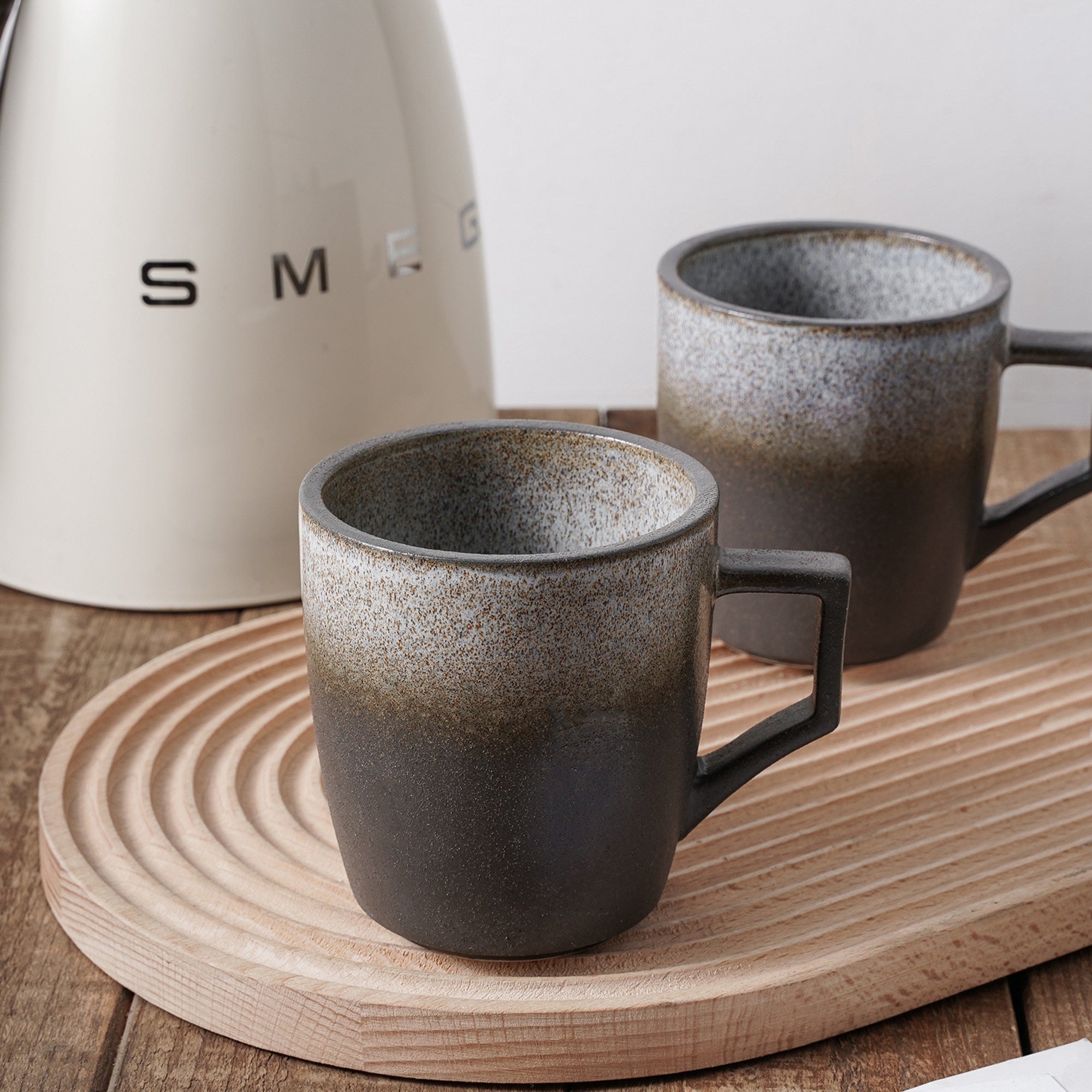 Vince Stoneware Mug - Gray Green Blue Ceramic Coffee Cup with Handle, Perfect for Home, Office, or Gift Giving