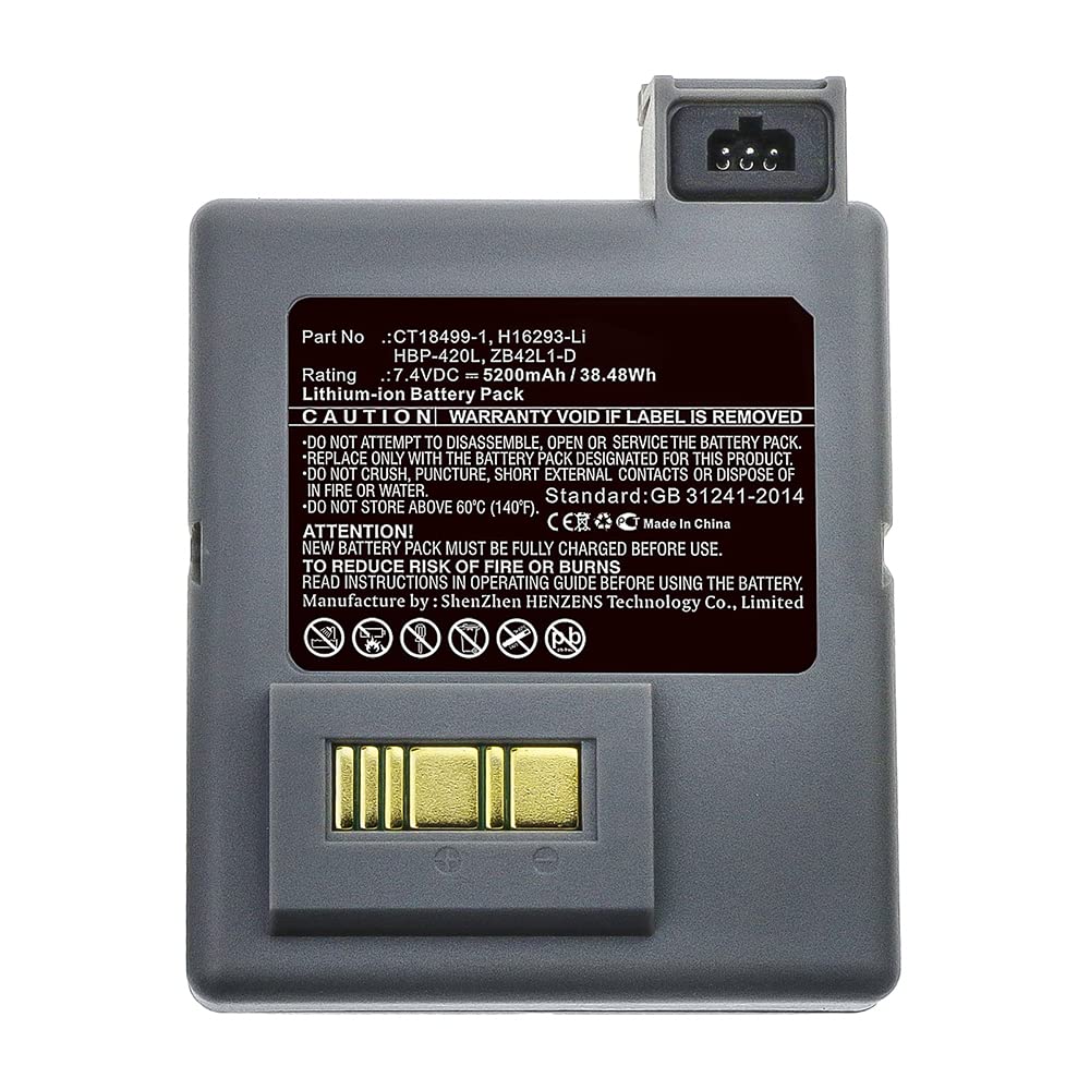 Synergy Digital Printer Battery - Compatible with Zebra CT18499-1 Printer Battery (Li-ion, 7.4V, 5200mAh) | Long-Lasting Replacement Battery for Zebra Printers | Ideal for Warehouse, Retail & Logistics Label Printing