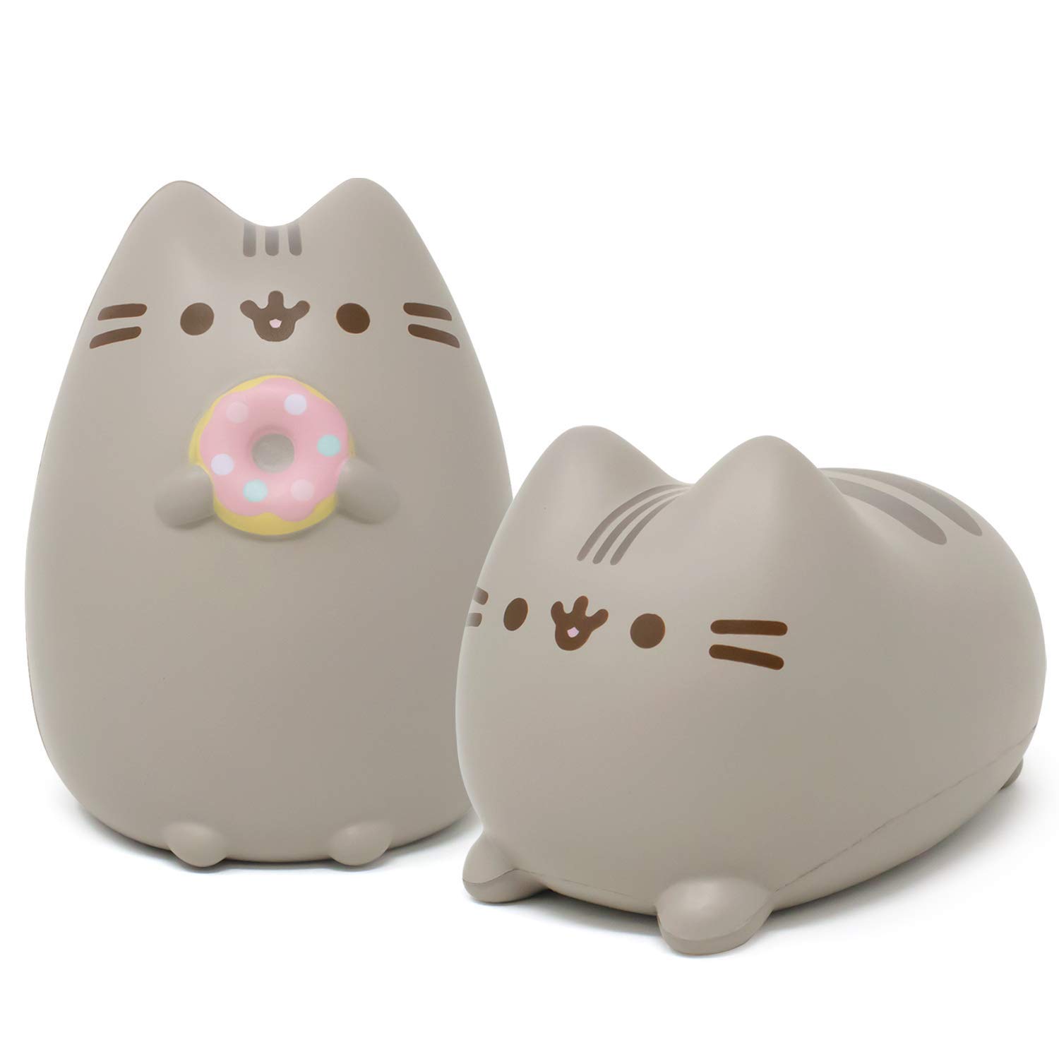 Hamee Pusheen Cat Slow Rising Cute Jumbo Squishy Toy - Bread Scented 6.3 Inch Stress Relief Gift (Set of 2: Donut & Loaf) for Birthday Parties, Gift Baskets, Office Desk Decor & Anxiety Relief