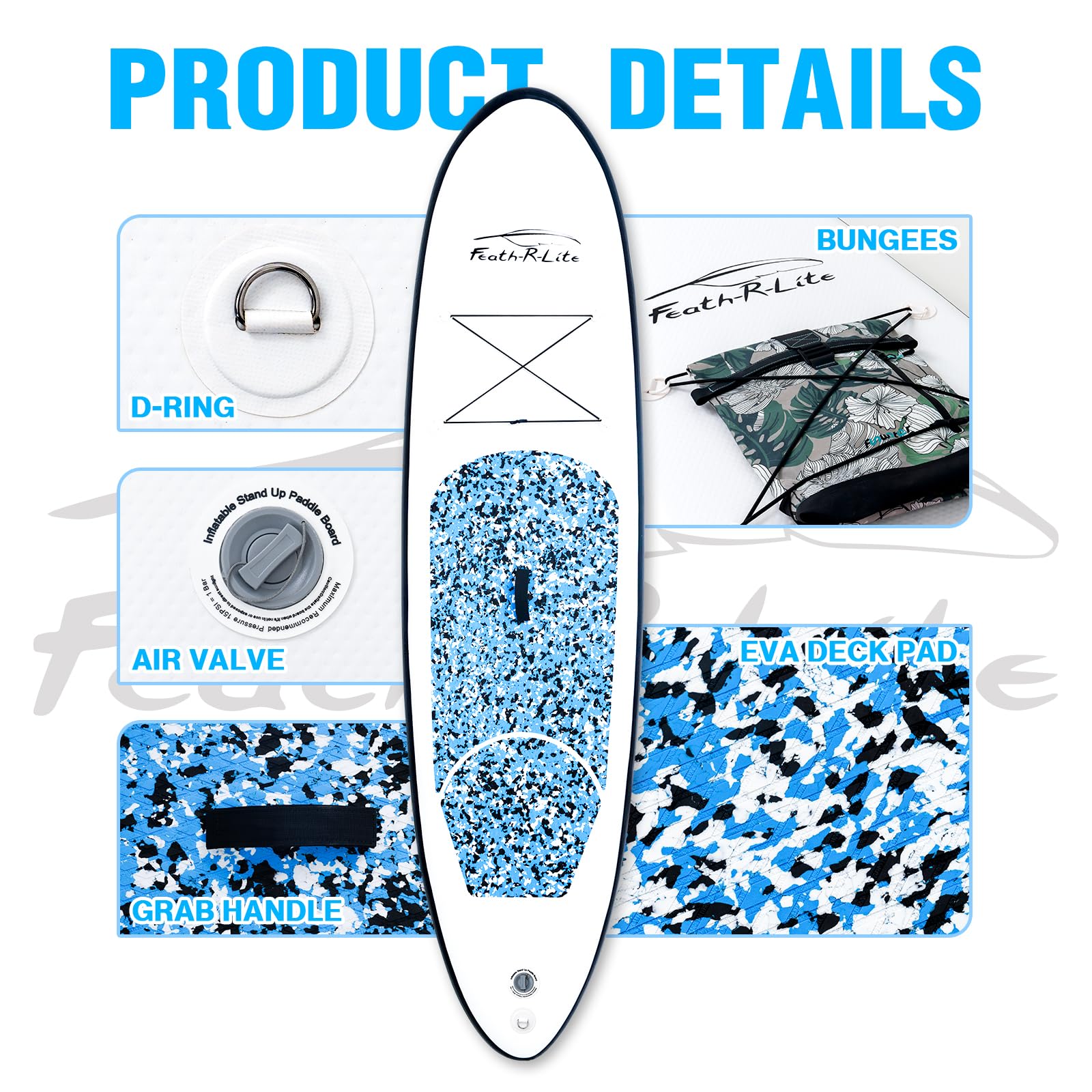 FEATH-R-LITE Inflatable Ultra-Light 10'×30''/10'6''×33'' Stand Up Paddle Board for All Skill Levels | Premium SUP Paddleboard Accessories Included | Non-Slip Comfort Deck for Youth & Adults | Perfect for Yoga, Fishing & Family Fun on Lakes, Rivers & Oceans