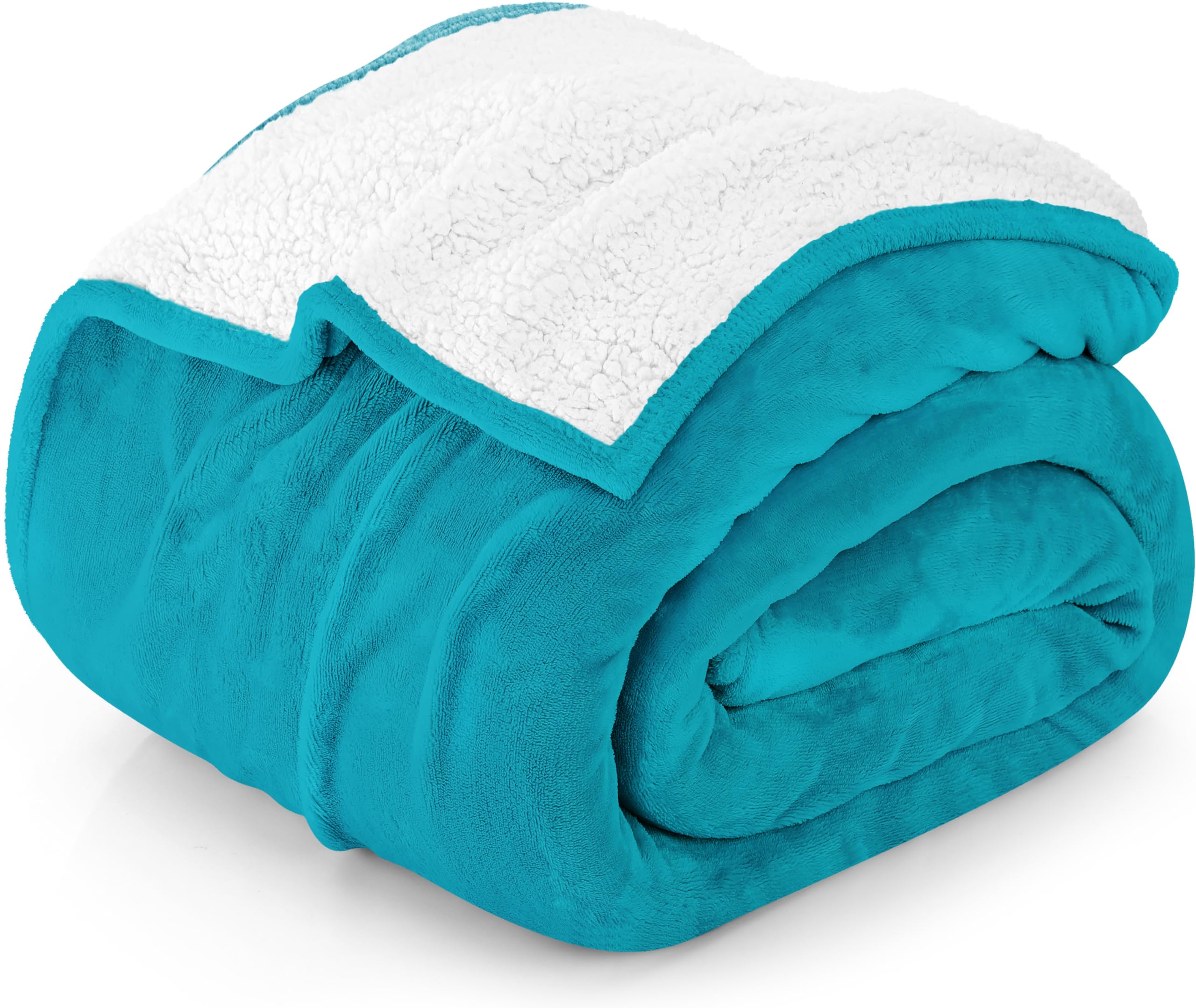 Utopia Bedding Sherpa Blanket King Size (Turquoise, 90x102 Inches) - Ultra Soft Reversible Fleece Blanket for Bed, Couch & Travel - Lightweight Plush Throw for Winter, Camping, Gifts & Home Decor