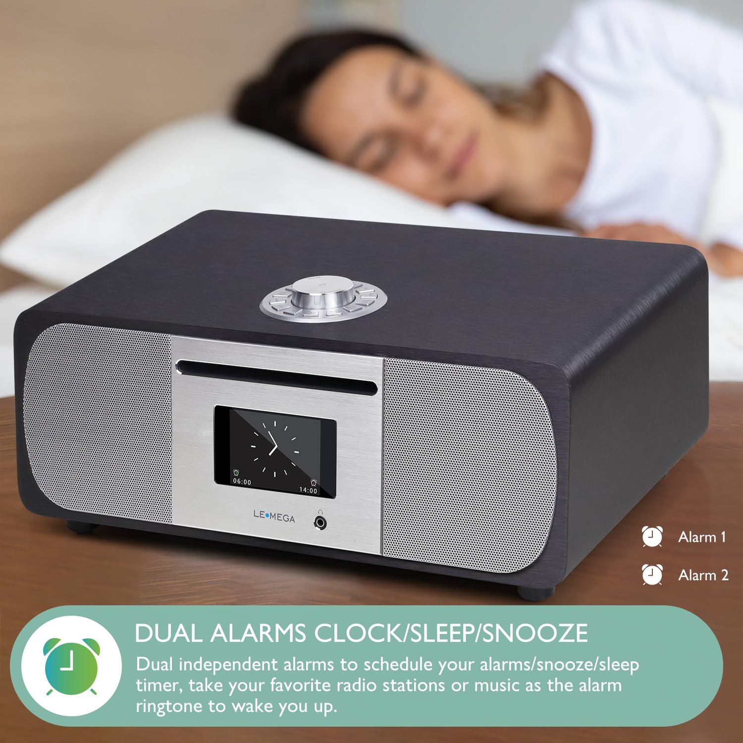 LEMEGA M5P DAB+ Digital Radio with CD Player | WiFi Internet Radio, Bluetooth Speaker, Spotify Connect | 35W Hi-Fi Stereo Sound System | USB Playback, Dual Alarm Clock with Remote | Perfect for Home, Office and Kitchen Use (Anthracite)