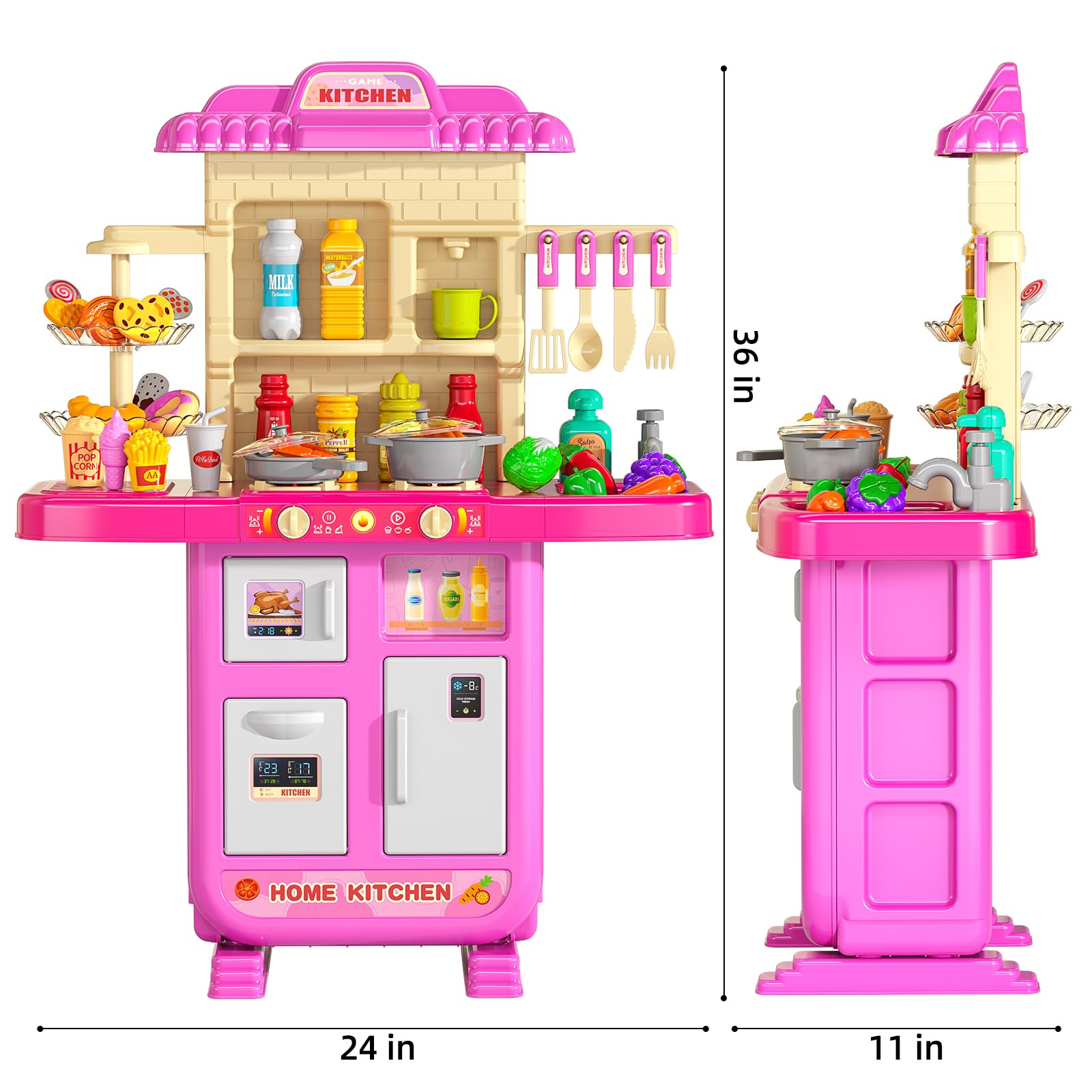 TEMI Pretend Play Kitchen Toy Set with Cutting Food & Accessories for Kids Ages 3-8 - Interactive Learning Toy for Boys & Girls - Perfect for Imaginative Play, Role-Playing Games & Early Childhood Development
