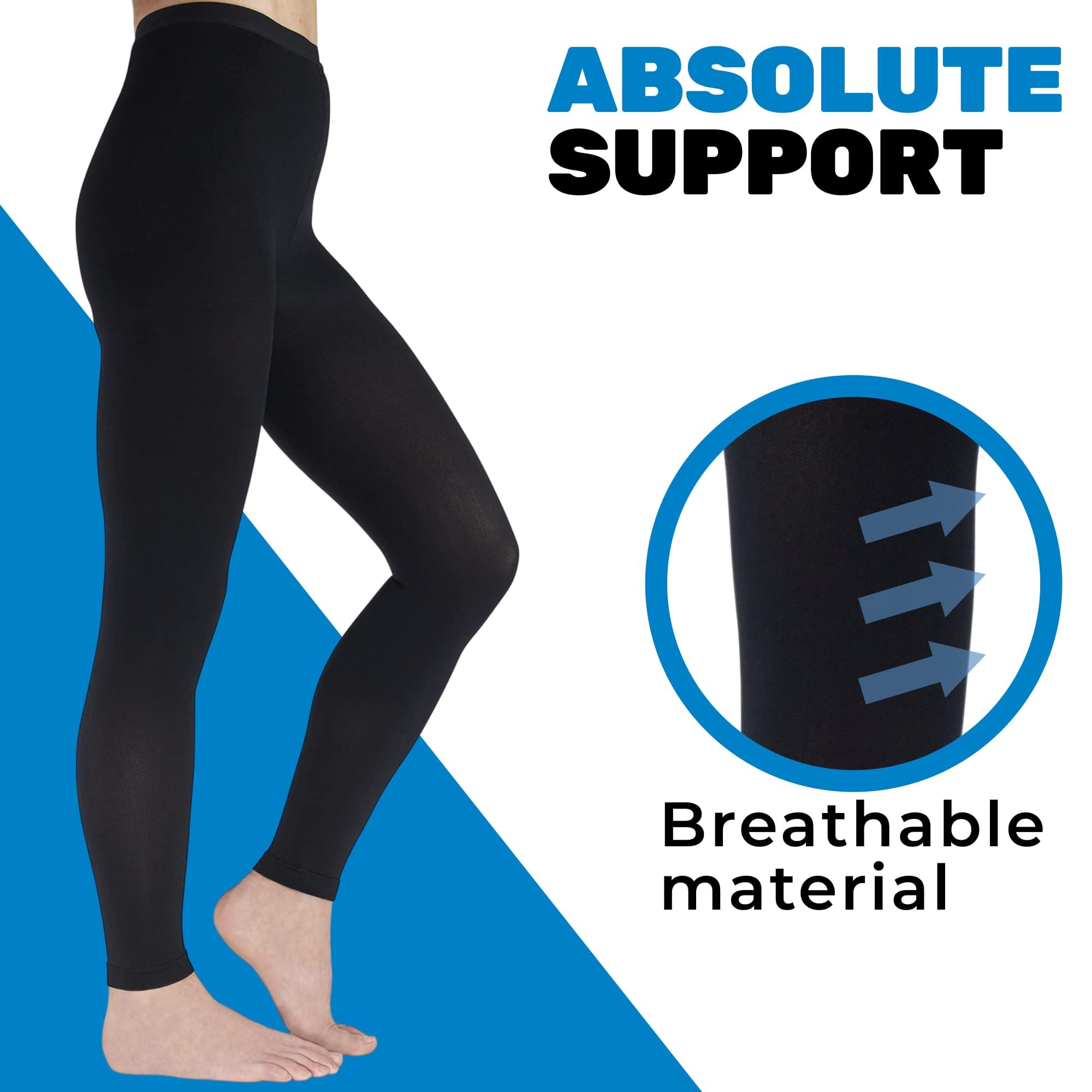 Women's 20-30mmHg Compression Leggings - High Waist Tights for Pregnancy & Workout - Black Medium (A717BL2) - Ideal for Running & Circulation Support