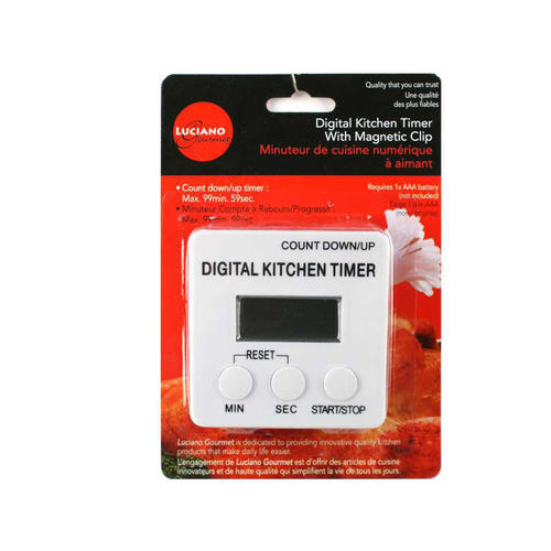 LUCIANO GOURMET Digital Kitchen Timer with Magnet & Clip - Countdown & Count Up Timer for Cooking, Baking, Exercise - Perfect for Home, Restaurant, and Classroom Use (Model 70094)