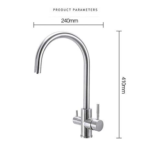 3-Way Stainless Steel Drinking Water Faucet with Filter | 304 Brushed Kitchen Sink Tap Water Purifier | Perfect for Home, Office & RV Use