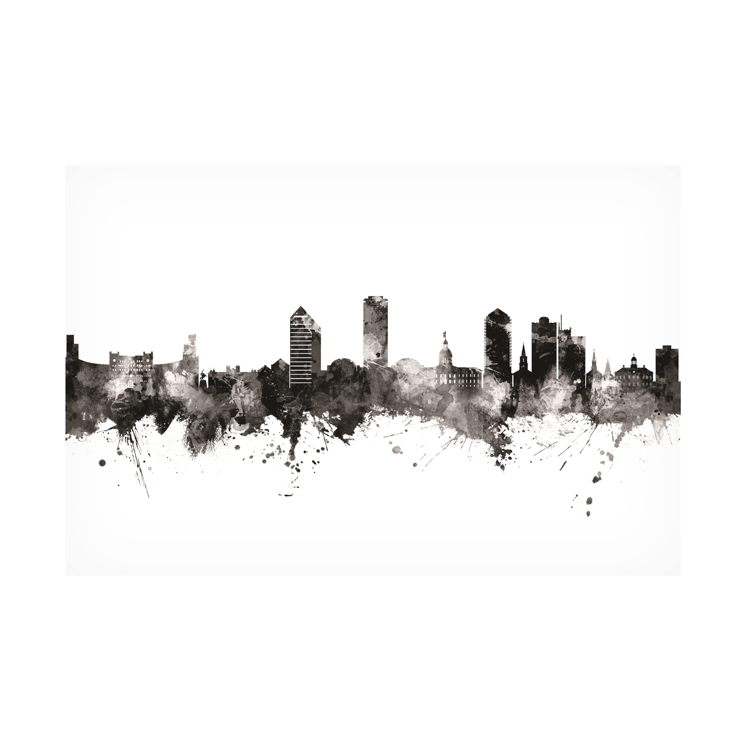 Michael Tompsett 'Tallahassee Florida Skyline' Canvas Wall Art Print - Modern Home & Office Decor for Living Room, Bedroom or Gift