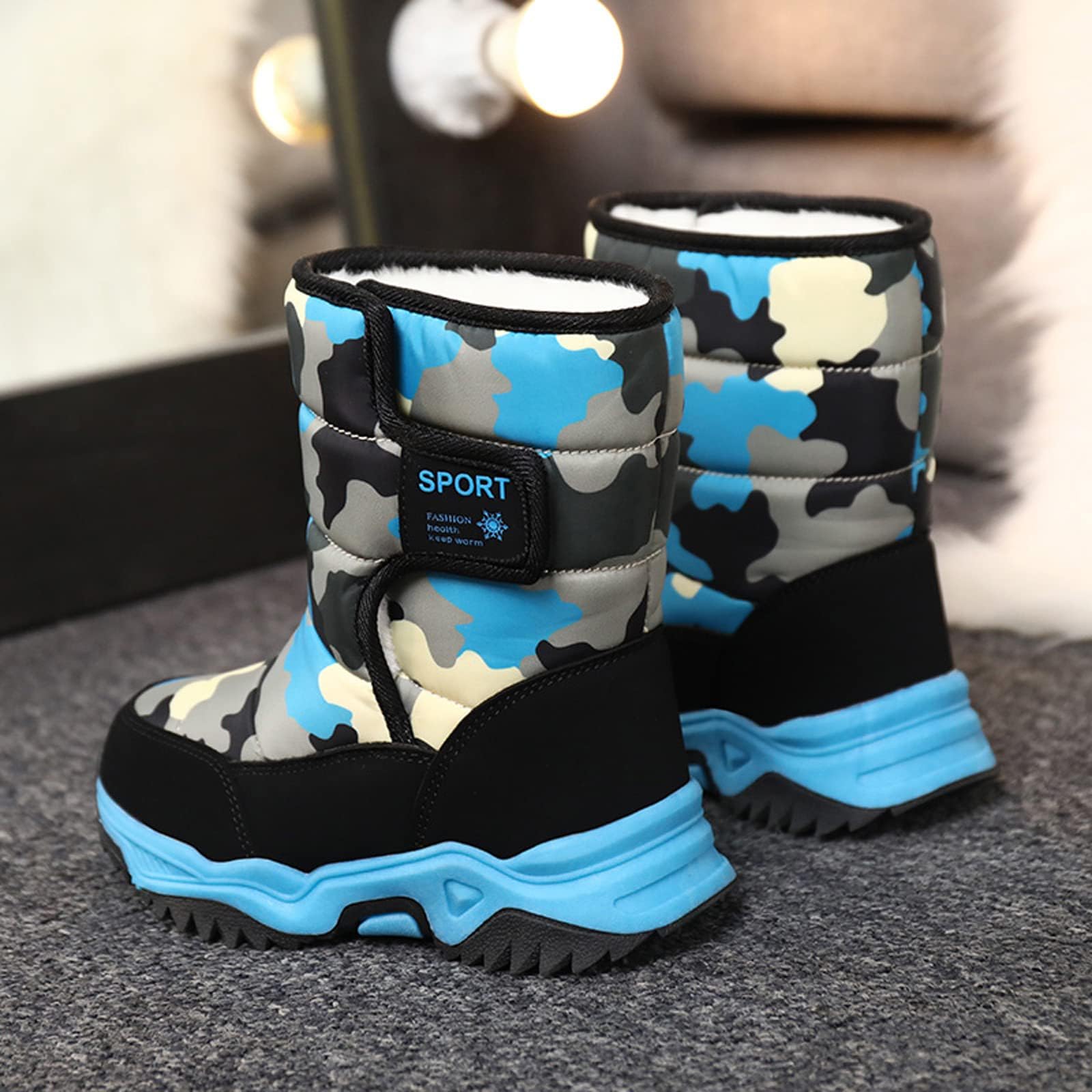 Kids Winter Snow Boots for Girls & Boys - Waterproof High-Top Warm Boots with Fur Lining - Cozy Outdoor Winter Shoes for Snow Play, Hiking & Cold Weather Activities