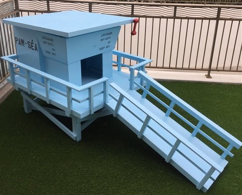 Custom Exclusive Lifeguard Stand Dog House - Unique Outdoor Pet Shelter for Beach & Poolside Use