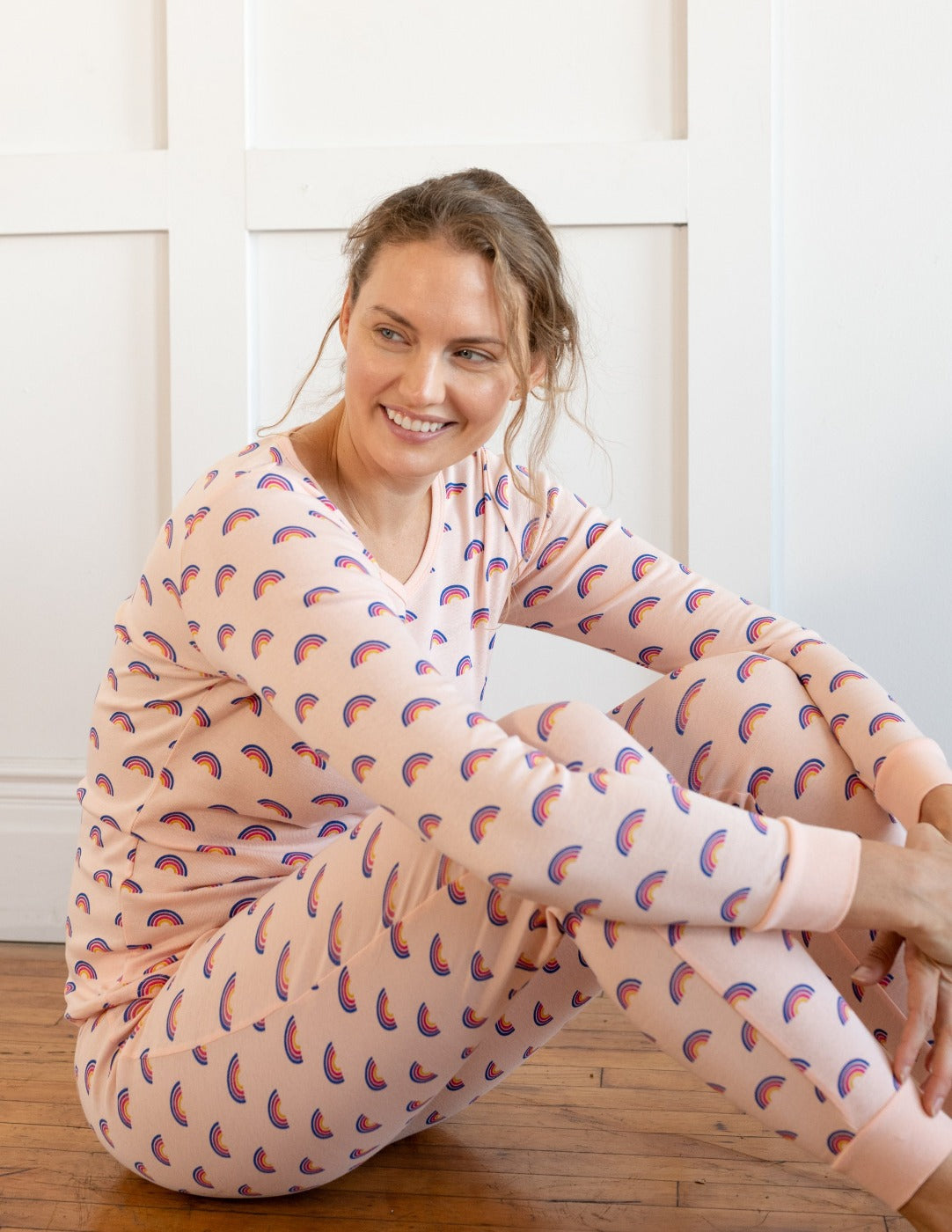Vintage Rainbow Pajamas for Women - Soft Cotton Sleepwear Set - Perfect for Lounge, Sleepovers & Cozy Nights at Home
