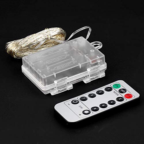 10M 100 LED Fairy String Lights with Remote Control - 8 Lighting Modes, Silver Wire, Battery Powered (3AA) - Perfect for Bedroom, Wedding, Party & Outdoor Decor