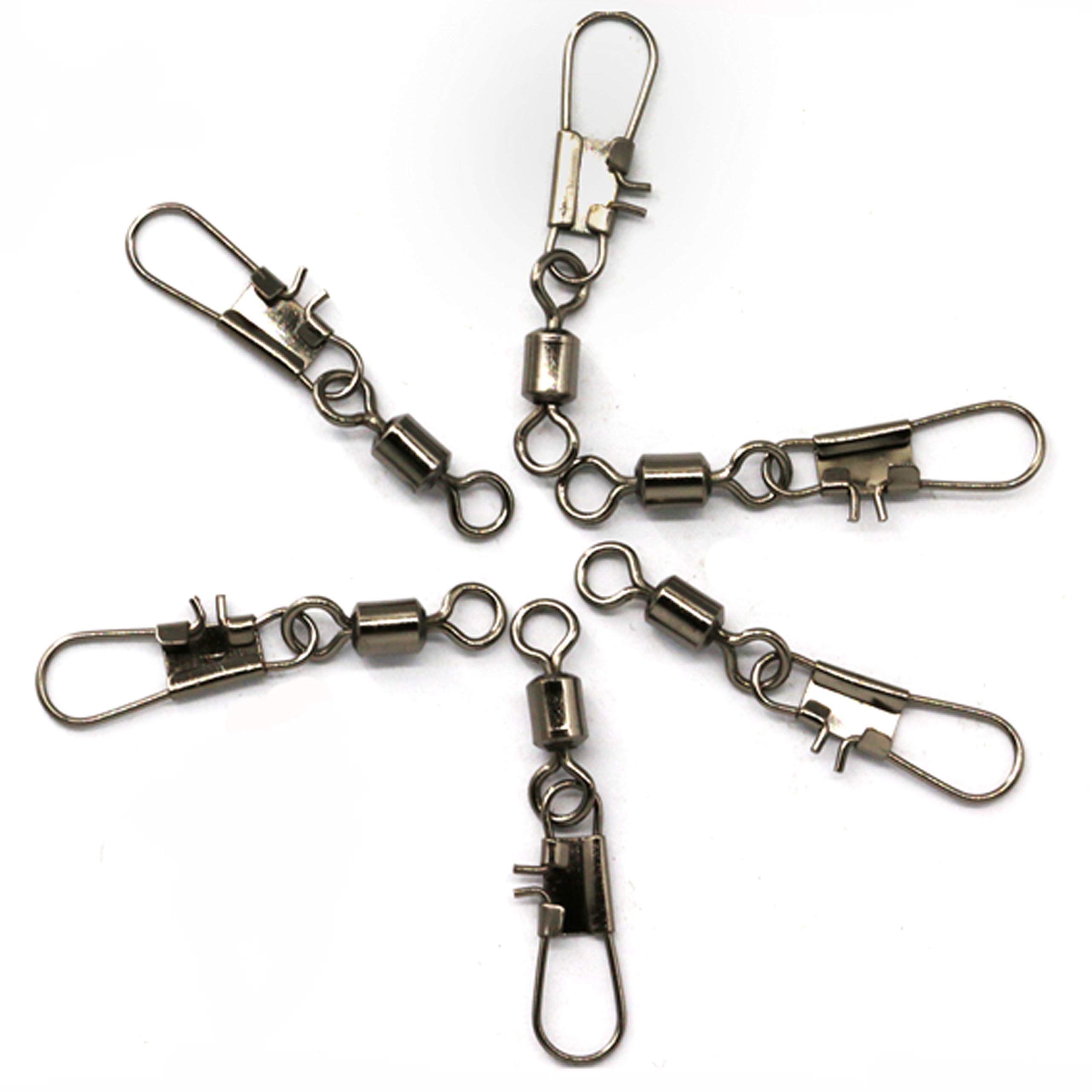 100pcs Barrel Snap Swivels Fishing Connectors - Stainless Steel for Saltwater & Freshwater Fishing