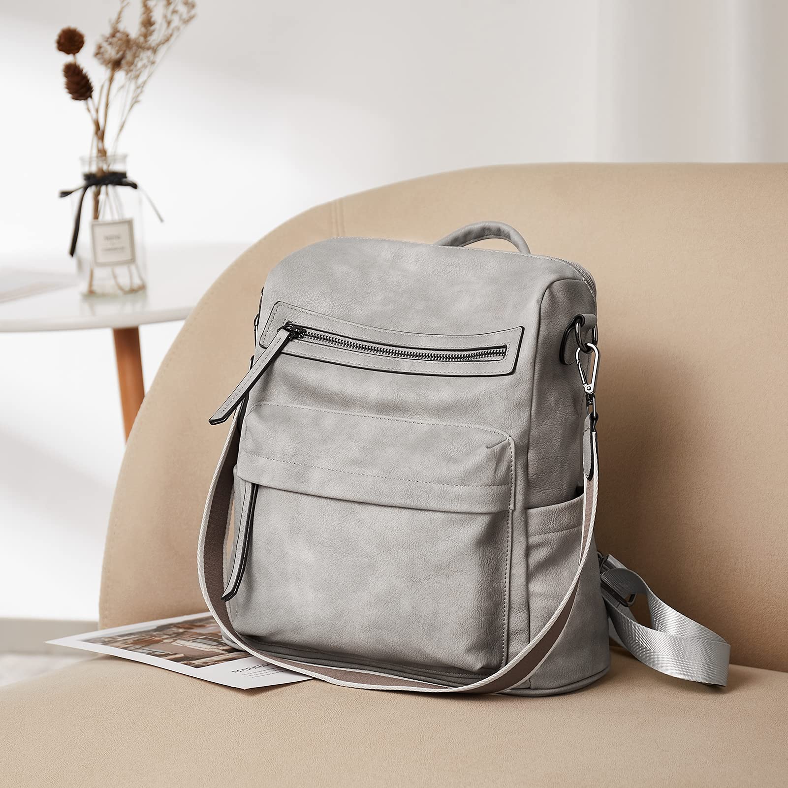 Stylish BROMEN Leather Backpack Purse for Women - Large Fashionable Travel Shoulder Bag | Perfect for Work, College & Weekend Getaways