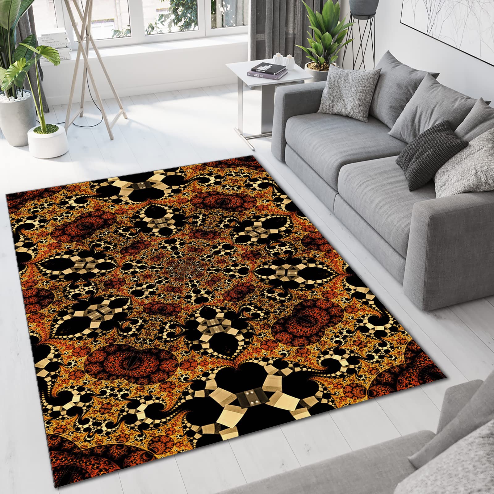 Vintage Print Traditional Area Rug 5x7ft - Soft & Comfortable Non-Slip Carpet for Living Room & Bedroom | Classic Retro Design Home Decor | Perfect for Cozy Spaces & Family Gatherings