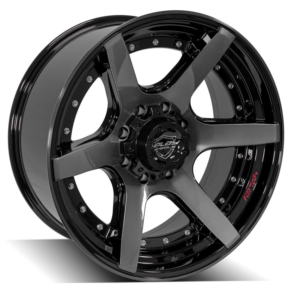 4Play Gen2 4P60 Gloss Black Wheels 22x10.0 8x170mm 124.9mm - Brushed Face & Tinted Clear Finish - Perfect for Ford F-250, F-350 Trucks and Off-Road Adventures