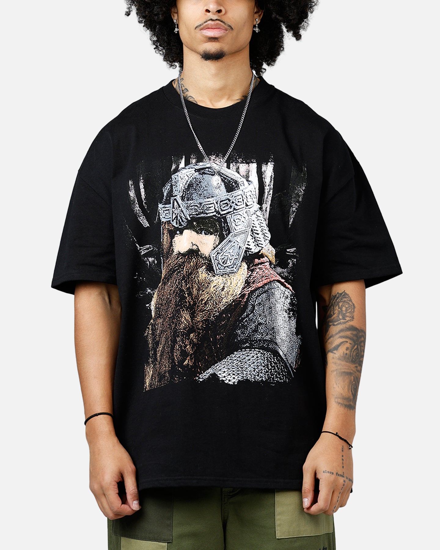 American Thrift The Lord of The Rings Gimli Heavyweight Cotton T-Shirt for Men - Black Graphic Tee for Fans, Cosplay & Casual Wear