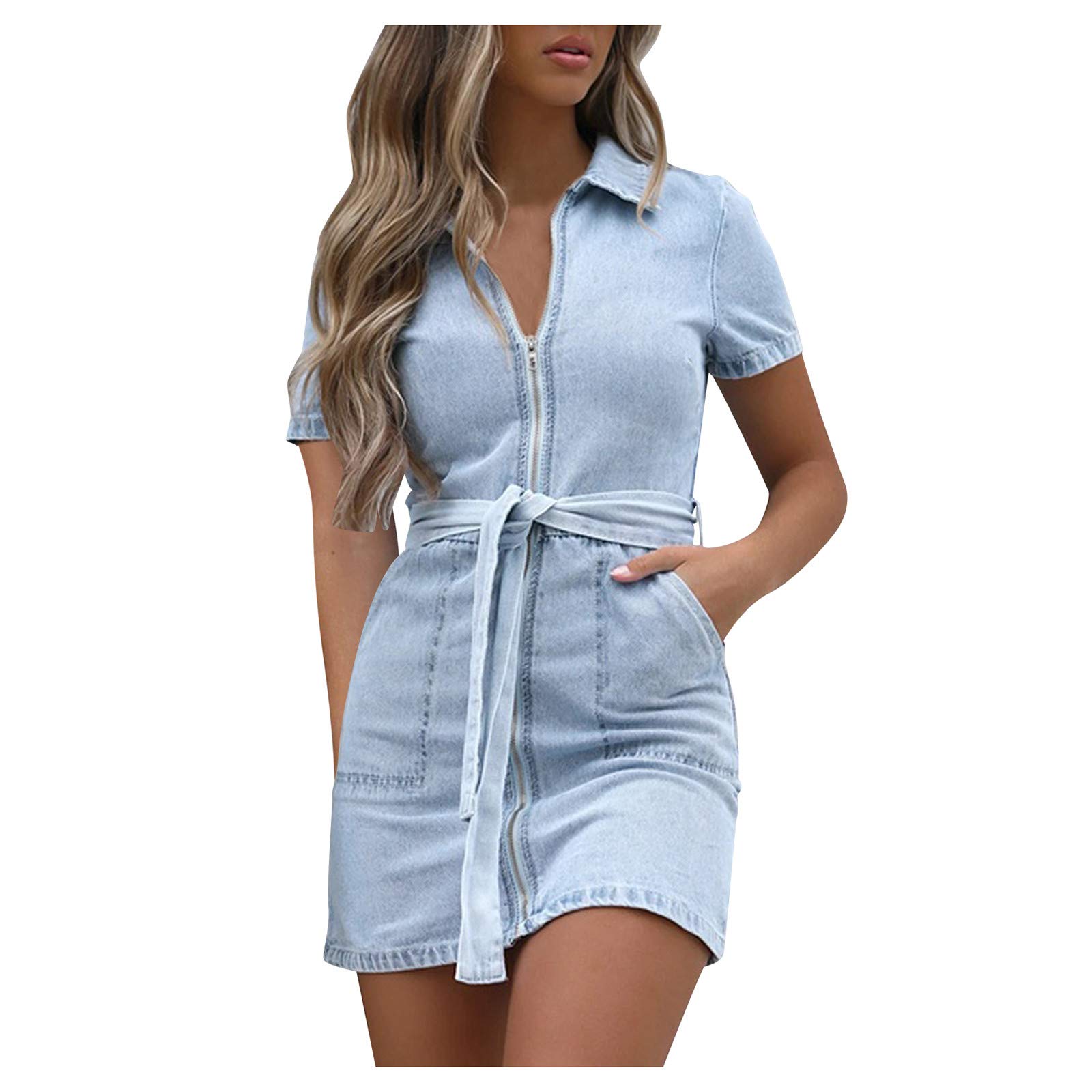 Xiloccer Women's Plus Size Summer Dresses 2021 - Casual Zipper Cocktail Sundress for Beach, Party & Everyday Wear | Flattering Fit for All Occasions