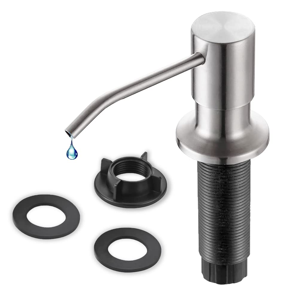 Stainless Steel Built-in Kitchen Sink Soap Dispenser - 17oz Brushed Nickel Lotion & Soap Dispenser for Bathroom & Kitchen | Modern Touch-Free Design for Hygienic Hand Washing