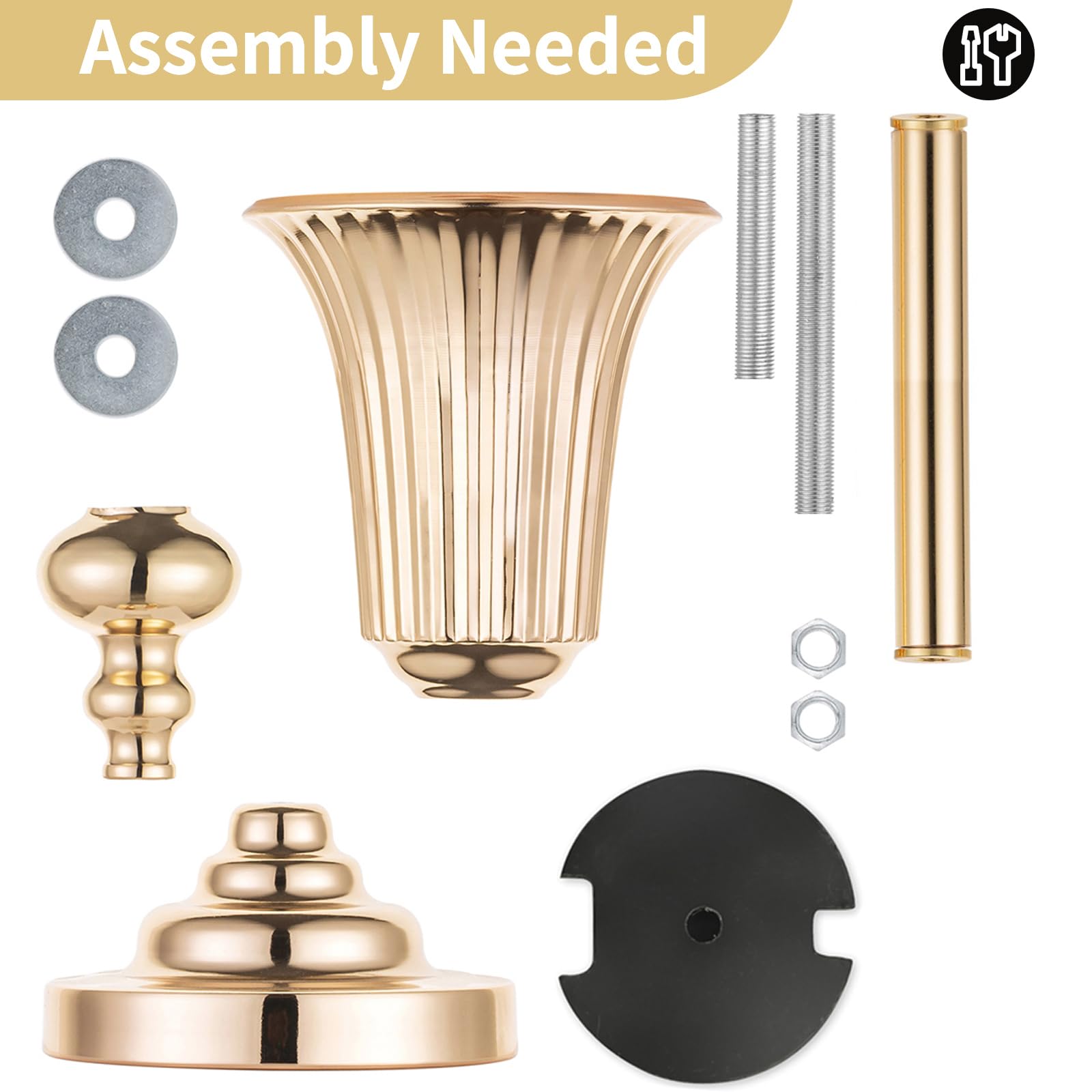 NUPTIO 2-Pack 21.5 Inch Gold Metal Trumpet Vases - Elegant Wedding Centerpieces, Tall Flower Stand for Table Decorations, Party & Event Decor - Perfect for Weddings, Banquets, and Home Décor