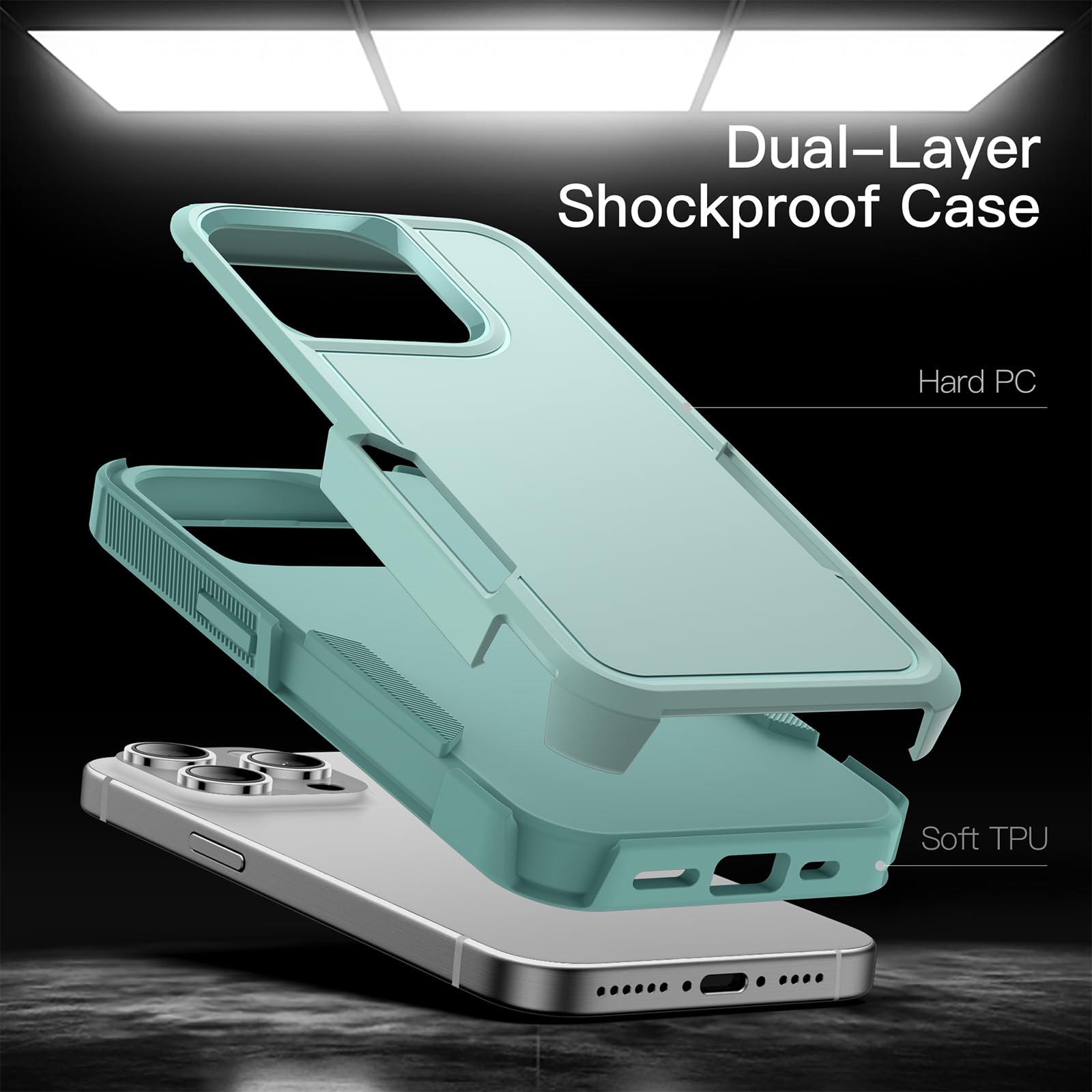 JETech Heavy Duty Rugged Case for iPhone 15 Pro Max 6.7-Inch - Dual Layer Shockproof Protection, Matte Back Cover (Mint Green) | Perfect for Outdoor Adventures, Construction Work & Active Lifestyles
