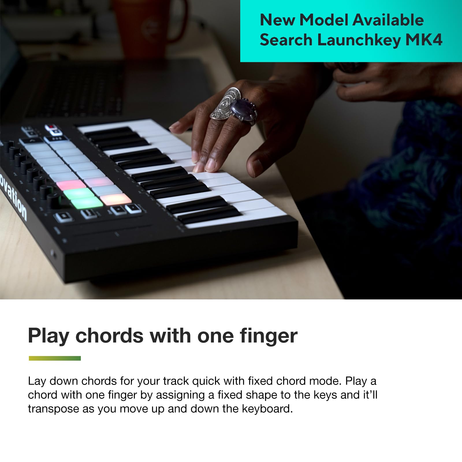 Novation Launchkey Mini MK3 25-Key USB MIDI Keyboard Controller with DAW Integration - Chord Mode, Scale Mode & Arpeggiator for Music Production - Perfect for Home Studio, Live Performance & Beat Making