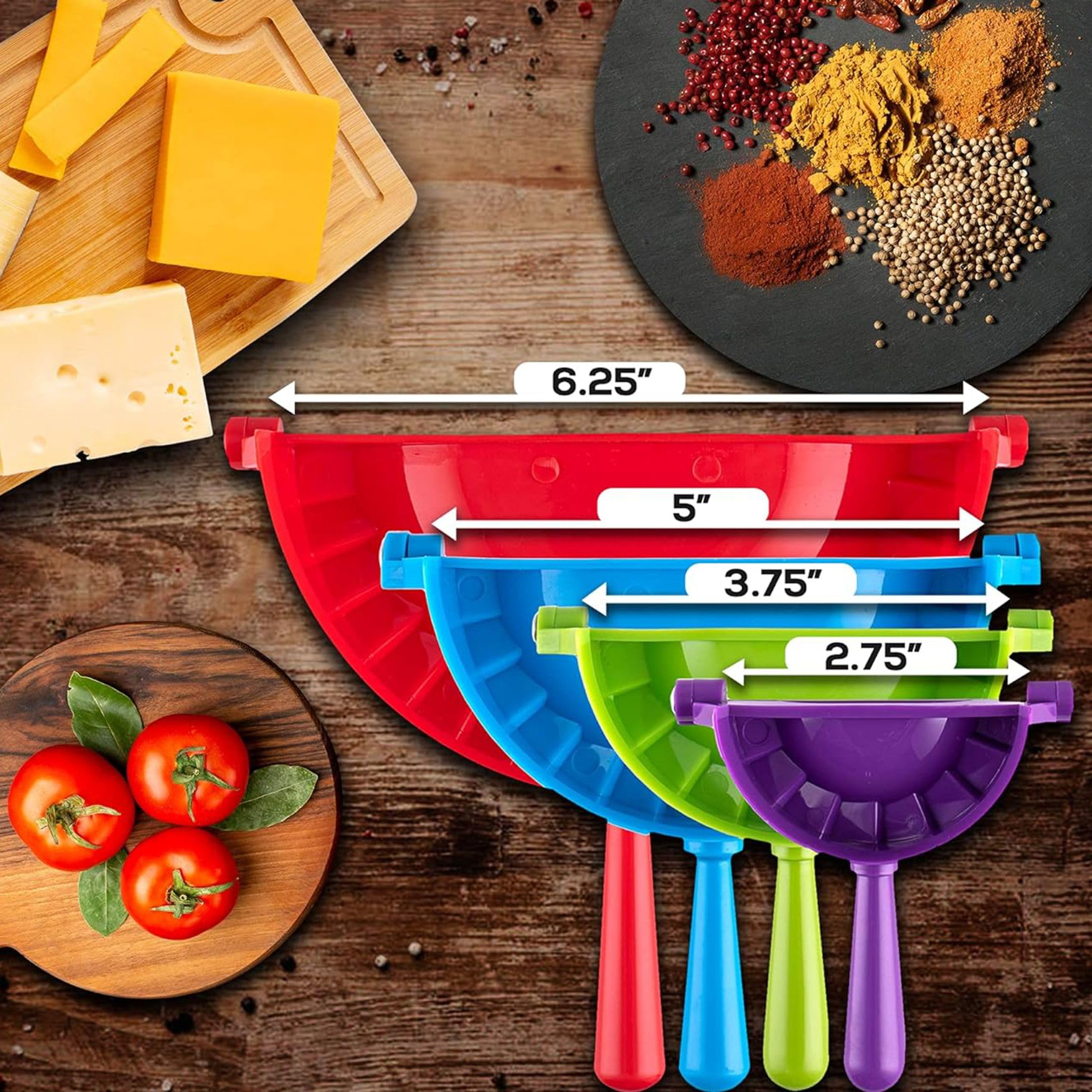 Dumpling Maker Press Mold Set of 4 – 5 inch & 6 inch Gyoza, Empanada, Pot Pie & Ravioli Maker Kit | Professional Dough Press for Chinese Soup Dumplings, Pierogi & More | Perfect for Home Cooking, Meal Prep & Asian Cuisine