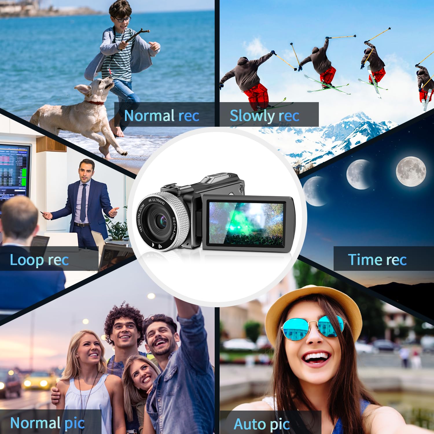4K Digital Video Camera Camcorder for Beginners, Students & Teens - 48MP Photo & 60FPS Video Recorder with Stabilizer, Lens Hood, External Mic & Memory Card - Perfect for Vlogging, Travel Filming & School Projects