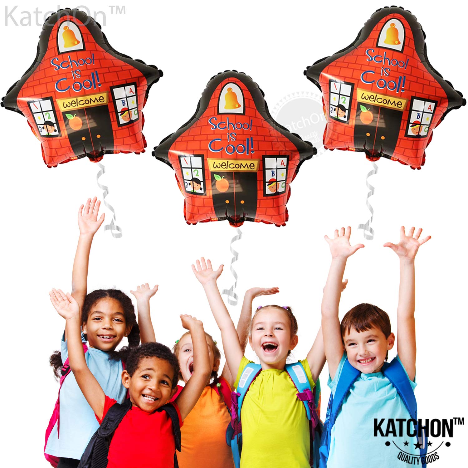 KatchOn Back to School Balloons - Pack of 3 Large Mylar Balloons for Classroom Decor, Kindergarten Welcome Party & School Celebration | Perfect for First Day of School, Teacher Appreciation & Classroom Door Decorations