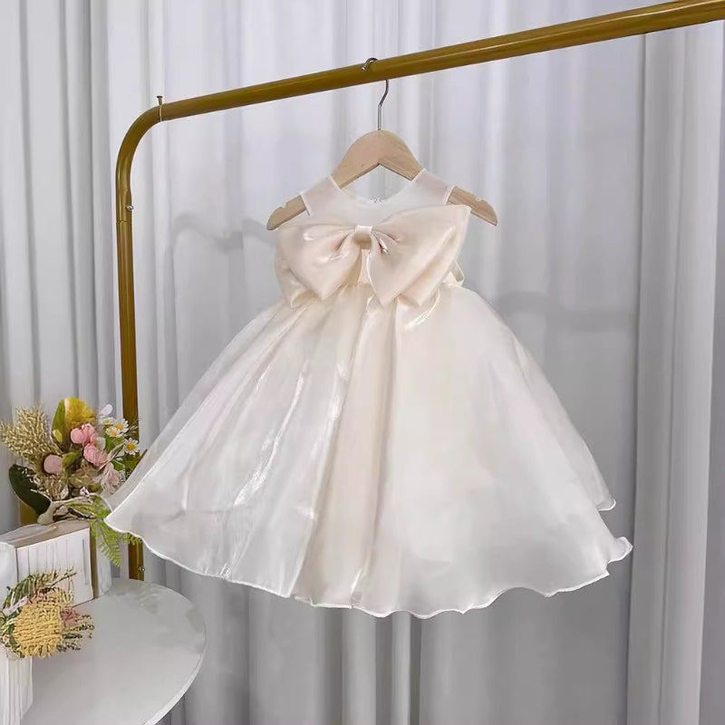 Elegant Baby Girls Bow Mesh Pageant Dresses for Toddlers - Princess Birthday Party Costume | Perfect for Pageants, Photoshoots & Special Occasions