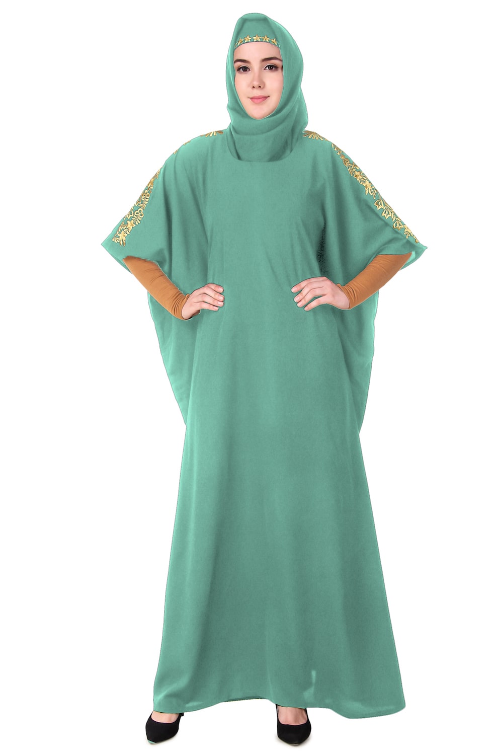Embellished Floral Sleeve Kaftan Dress for Women - Boho Chic Beach Cover Up, Pool Party, Vacation & Summer Outfit