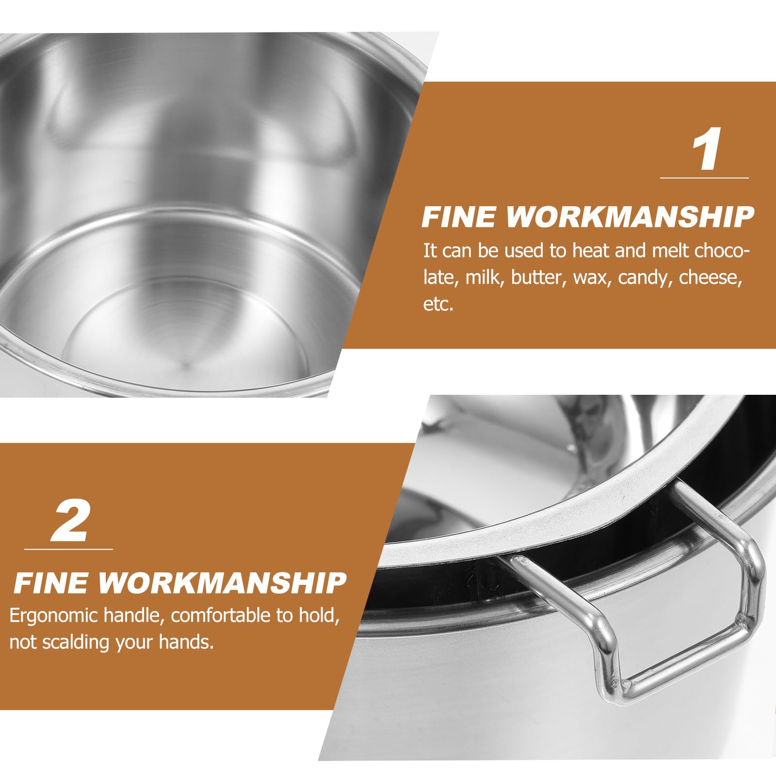 Premium 600ml Stainless Steel Double Boiler Pot - Perfect for Melting Chocolate, Candy, Candle Wax & Soap Making | Healifty Professional Melting Pot for Home Bakers & DIY Crafters | Ideal for Chocolate Fondue, Candle Crafting & Soap Making Projects