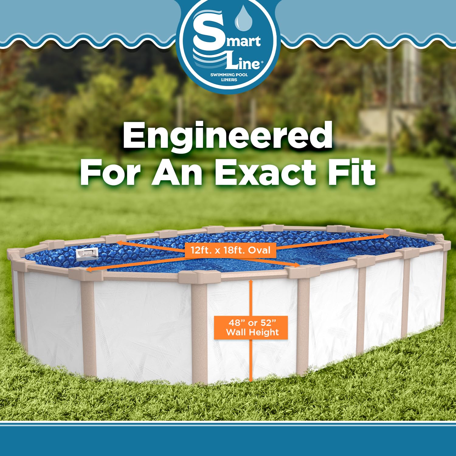 12 ft x 18 ft Oval Above Ground Pool Liner - Heavy Duty 30 Gauge Virgin Vinyl | Boulder Swirl Design | Overlap Style for Steel Sided Pools (48-52 Inch Wall) | Perfect for Backyard Swimming, Family Fun & Summer Relaxation