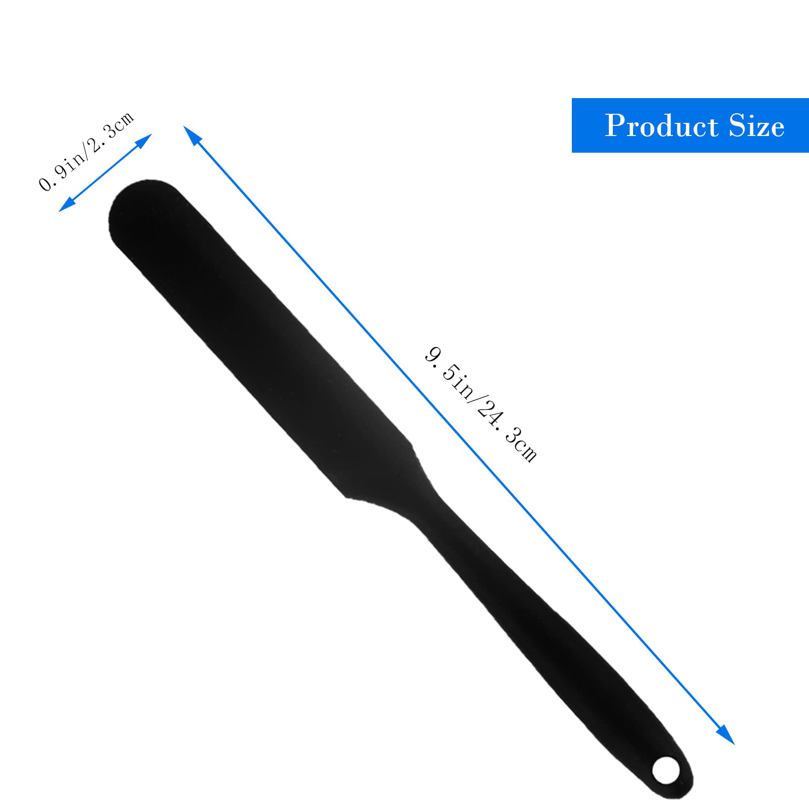 2-Pack Long Handle Silicone Jar Spatulas - Non-Stick Rubber Scrapers for Smoothies, Baking & Cooking - Perfect for Jars, Blenders, Mixing Bowls - Essential Kitchen Utensil for Home Bakers & Cooks (Black)