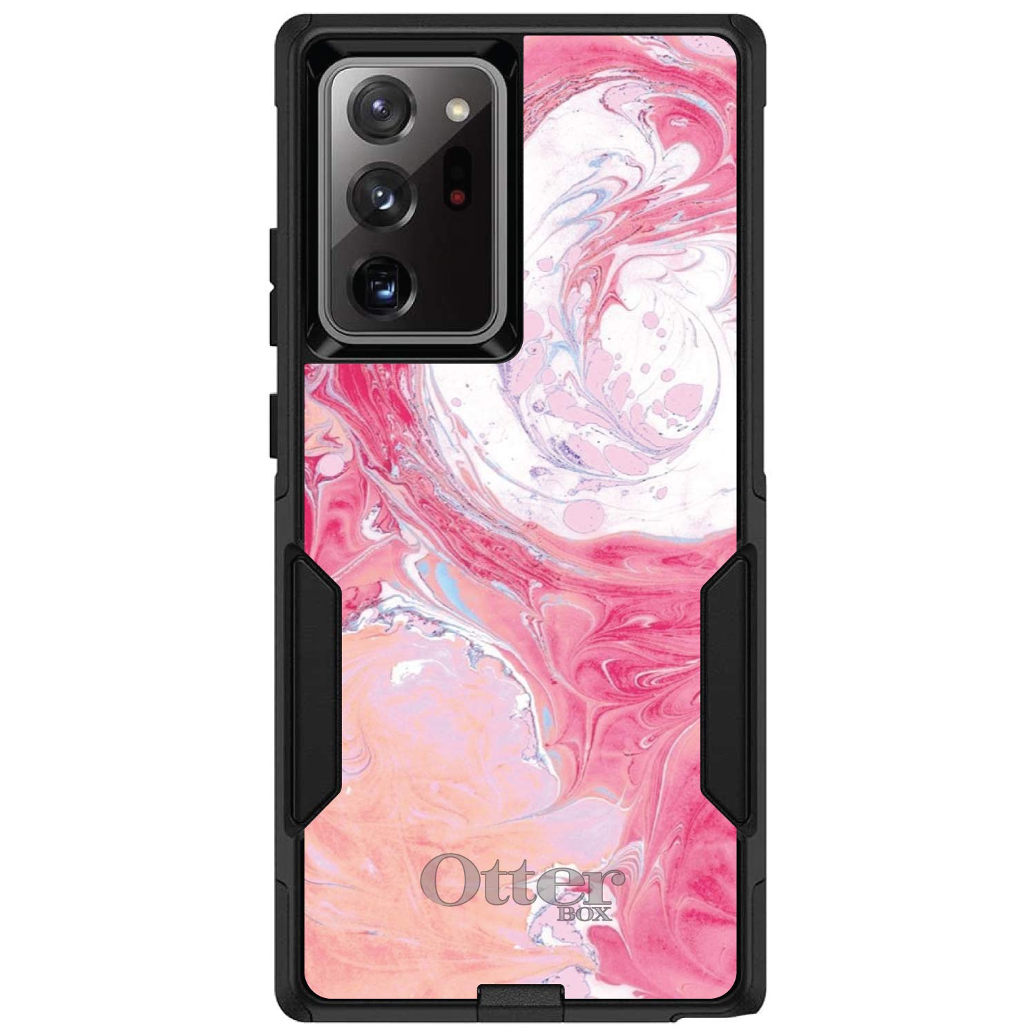 DistinctInk Protective Case for Samsung Galaxy Note 20 Ultra (6.9 Inch) - Durable OtterBox Commuter Alternative in Black, Hot Pink, Blue & White Marble Print - Stylish Faux Marble Phone Cover for Work, Travel & Everyday Use