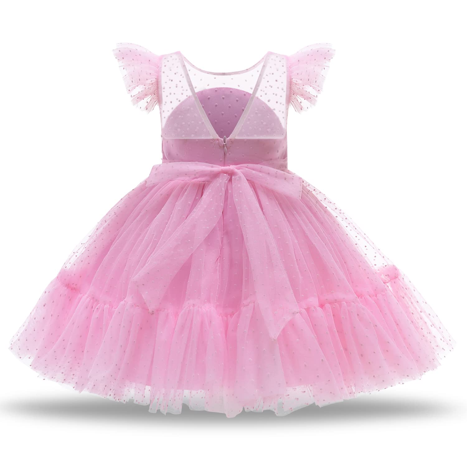 NNJXD Girls' Ruffled Lace Party Dress - Elegant Flower Girl Dress for Weddings, Birthday Parties & Special Occasions | Toddler to Kids Formal Wear (Ages 3-8)